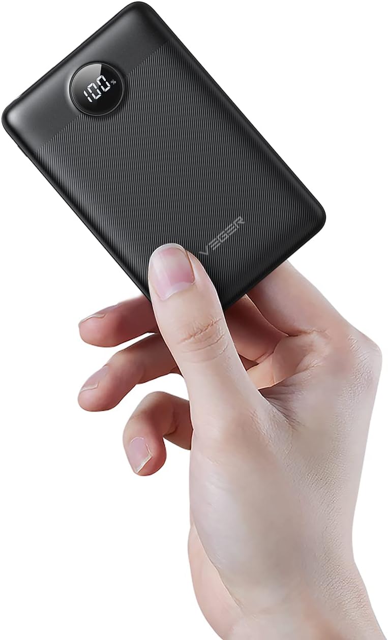 VEGER Power Bank 10000 mAh, 22,5W Mini Powerbank Klein Aber Stark