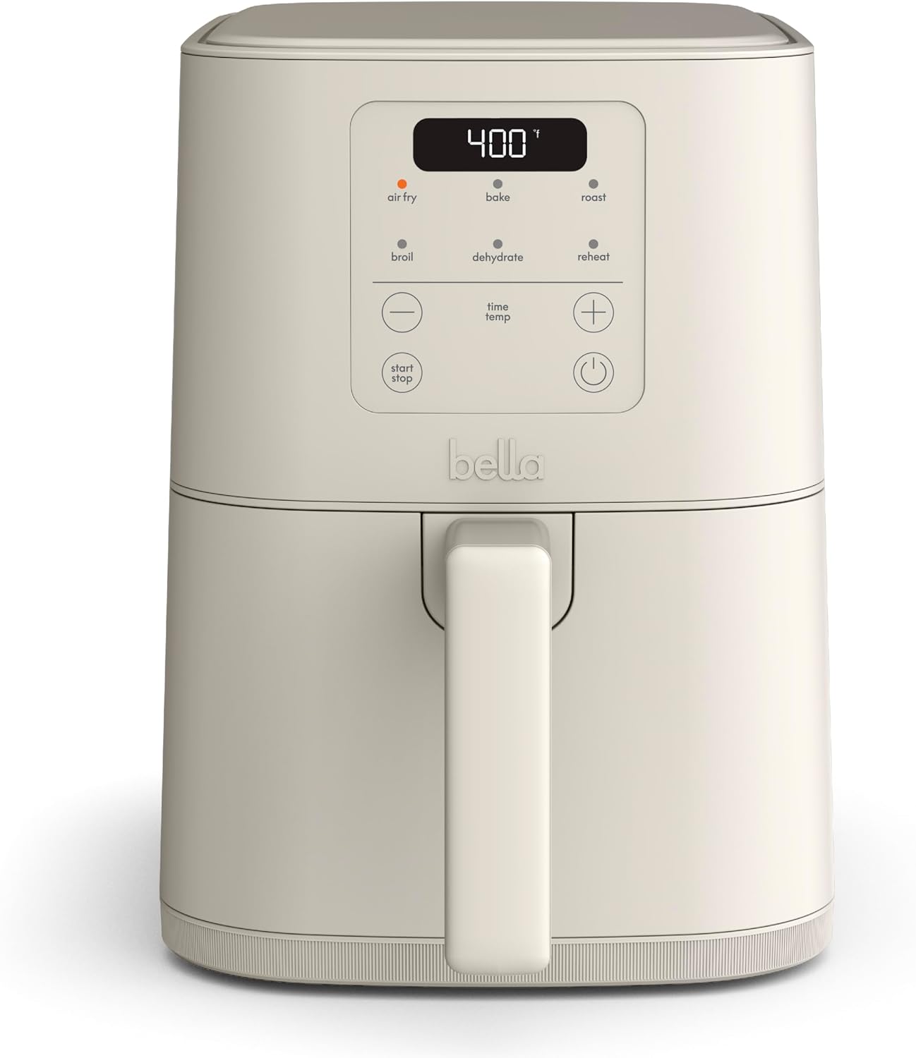 bella Slim 3,8-L-Heißluftfritteuse, Fits-anywhere™, EverGood™ Keramik-Antihaftbeschichtung, 6 Garprogramme, einstellbare Temperatur, 60-Min.-Abschaltung, 1,5 kg, Hafermilch