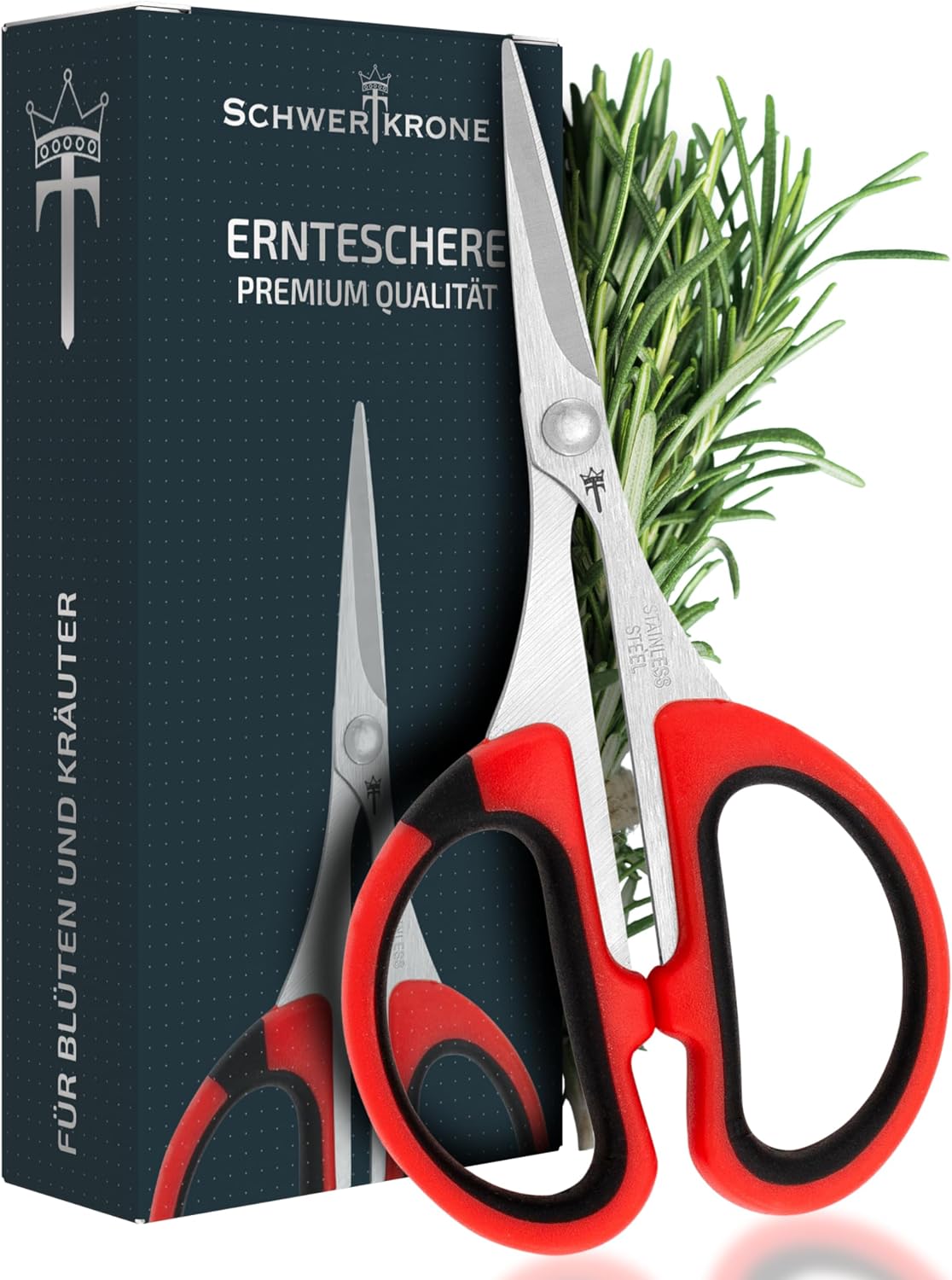 Schwertkrone Premium Ernteschere Trimmschere - Ideal für Kräuter, Bonsais & Pflanzenpflege, Rostfreier Stahl - Kleine Bonsai Schere - 11cm Grow Schere
