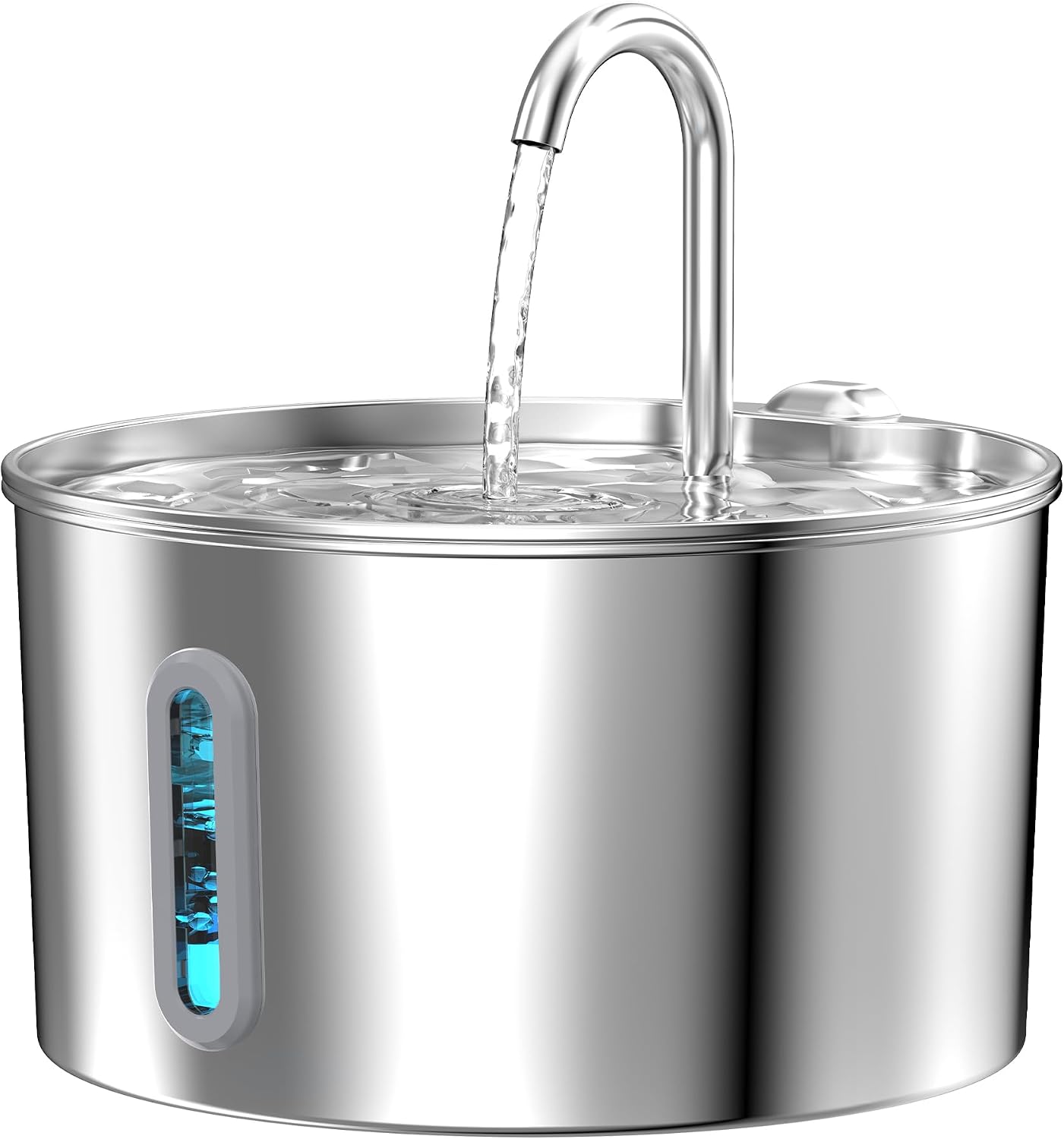 2,2 L Katzenbrunnen Edelstahl Trinkbrunnen für Katze 6 Filter + 3 Schwämme