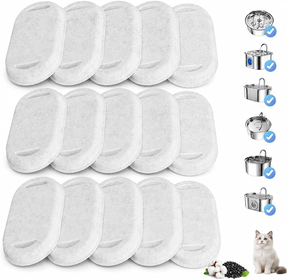 Katzenbrunnen Filter, 16 Stück Ersatzfilter für 2L/3,2L/4L Trinkbrunnen