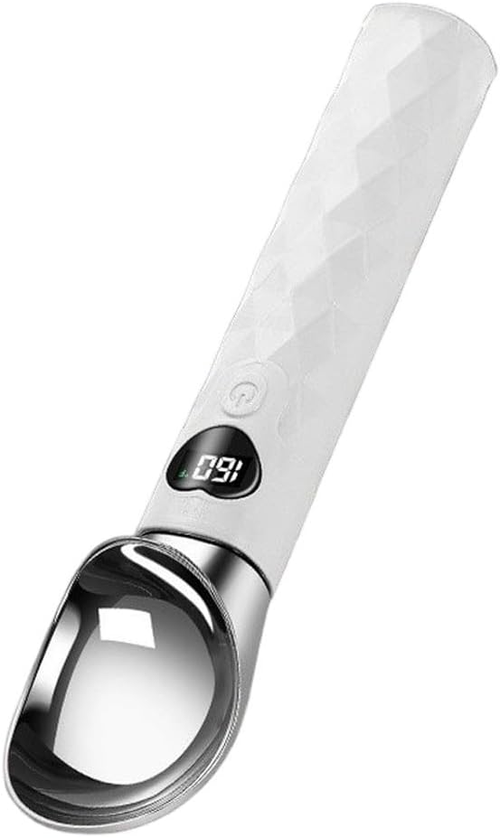 Beheizter Eisportionierer USB wiederaufladbar, LED-Display, für schnelles Erhitzen, Metalllöffel für hartes Eis, ergonomischer Griff für Desserts (grau)