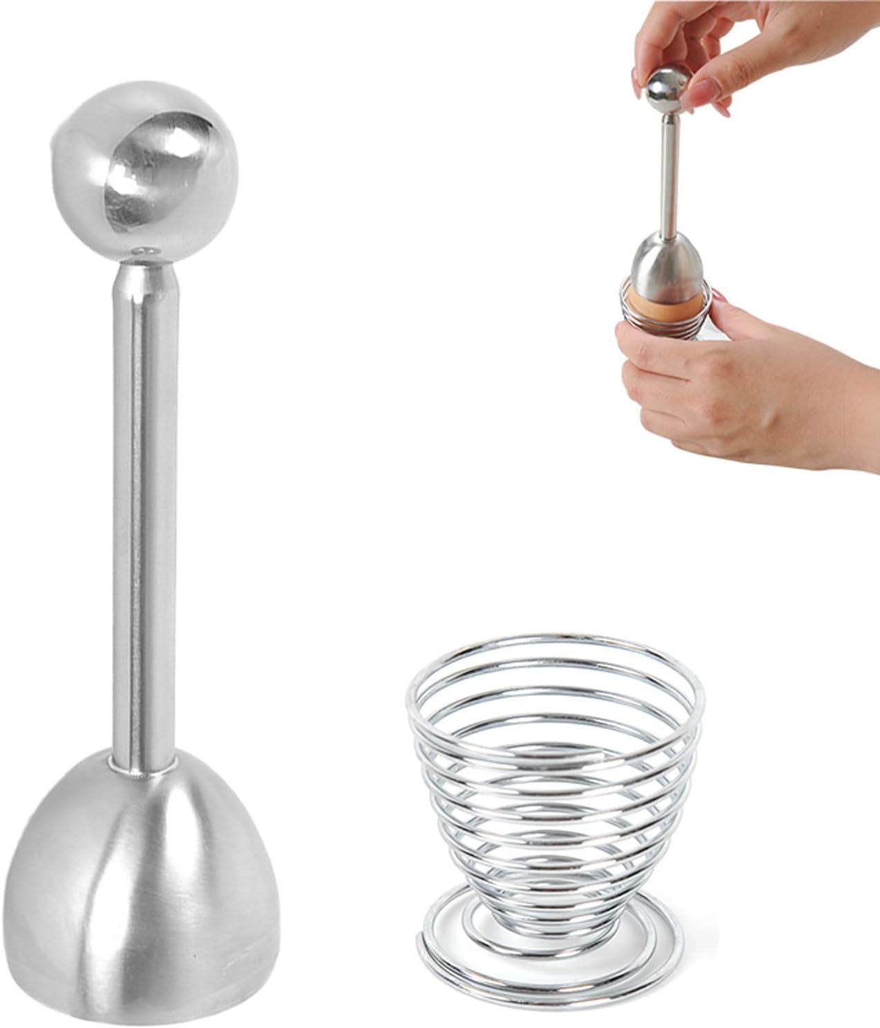 EBbels Shell-Öffner Eieröffner, Edelstahl Schale Separator Remover Eierschneider Mit Ei-Halter, Weiche Hart Gekochte Eier Schale Opener Für Die Zubereitung Eines Gesunden