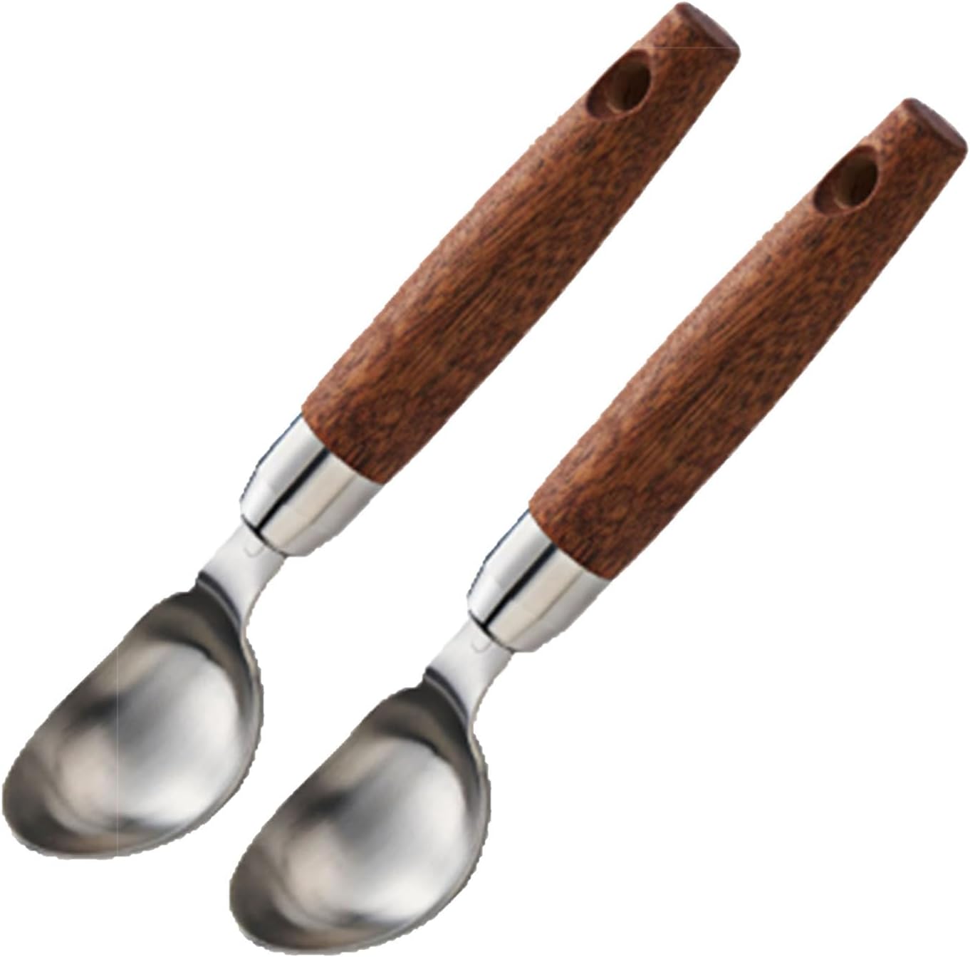 Fdit 2 Eisportionierer, Gelato-Löffel mit Holzgriff (21,5 x 4,3 cm/8,5 x