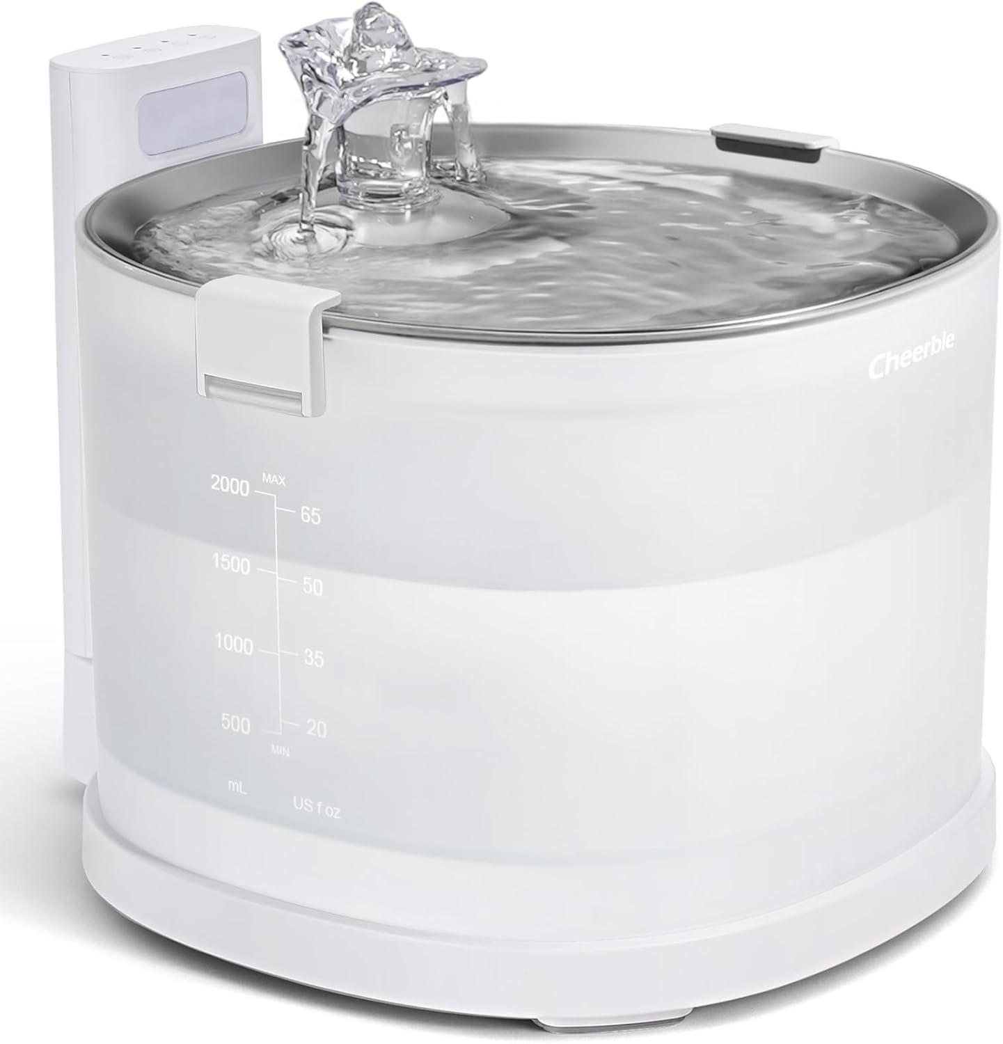 Cheerble E1S Katzenbrunnen Edelstahl, Pumpenlos, 23 dB, 2 L