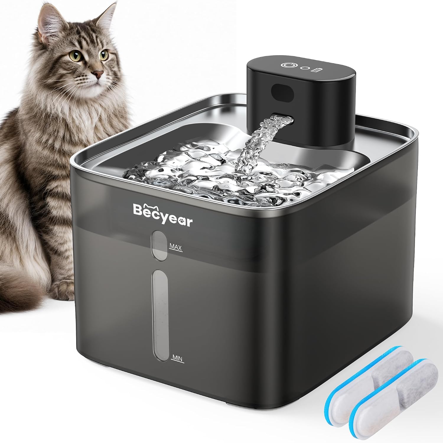 Katzenbrunnen Kabellos, 4.2L Trinkbrunnen für Katze (2 Filter)