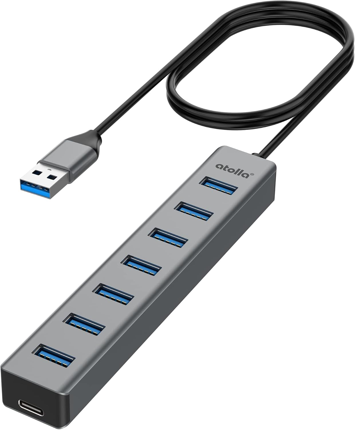 USB 3.0 Hub 7 Ports USB Verteiler 5Gbps Aluminium USB Hub mit 100cm Kabel