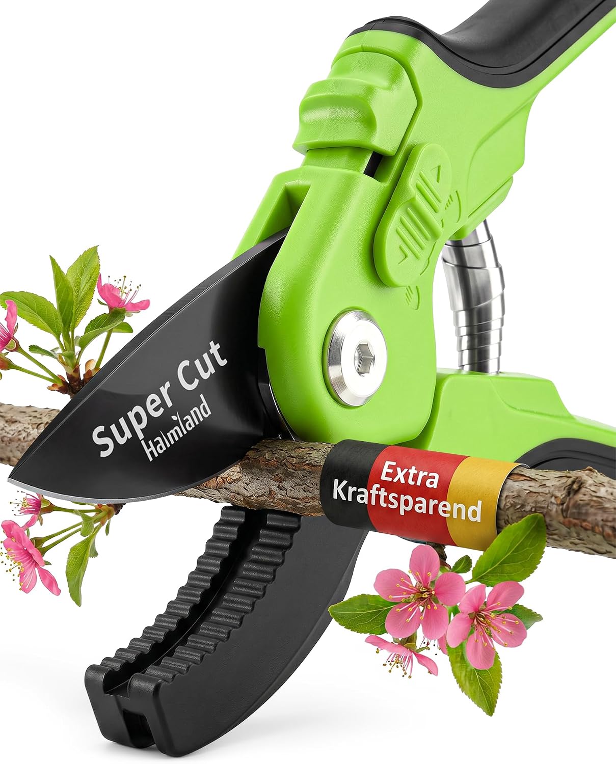halmland® Profi Gartenschere | Kraftsparende Astschere mit Amboss