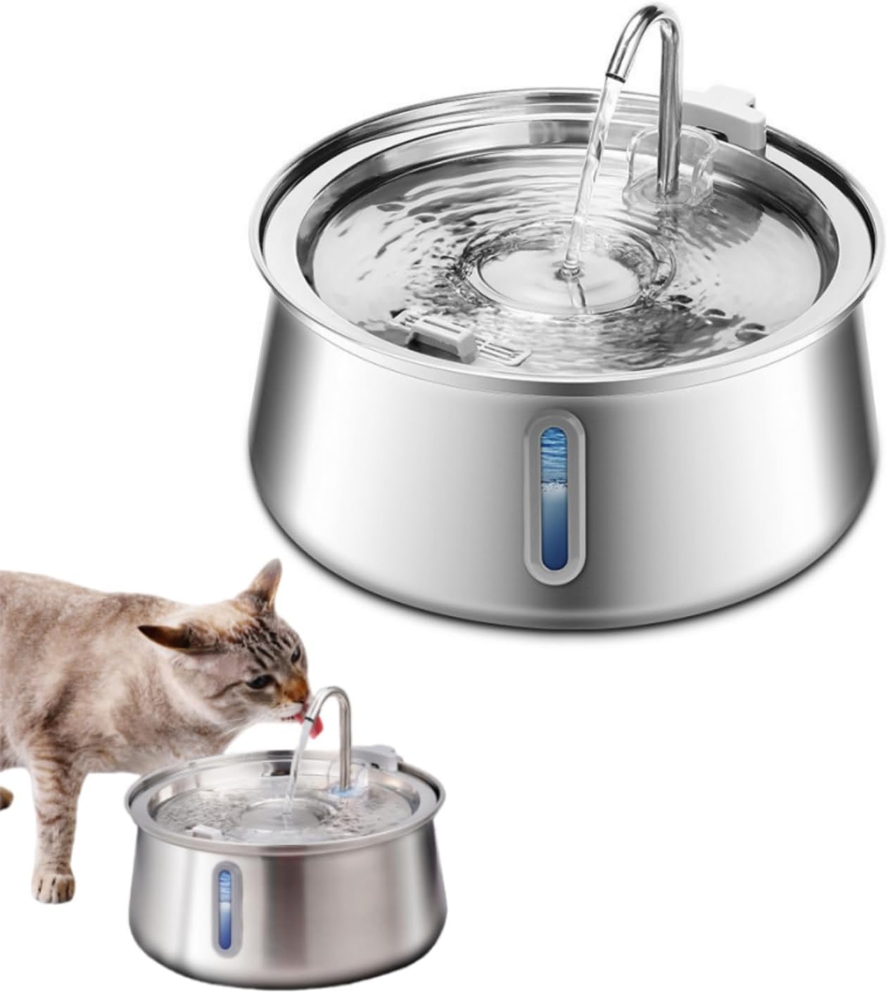 NordFlow 2.0 Katzenbrunnen,Edelstahl-Katzen-Trinkbrunnen 4 l, Geräuscharmes Design mit Wasserstandsanzeige, ideal für Katzen und Hunde
