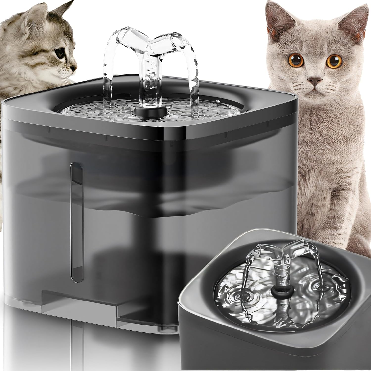 Retoo Katzenbrunnen 2 L, leise Pumpe, Filter, USB, für Katzen und Hunde
