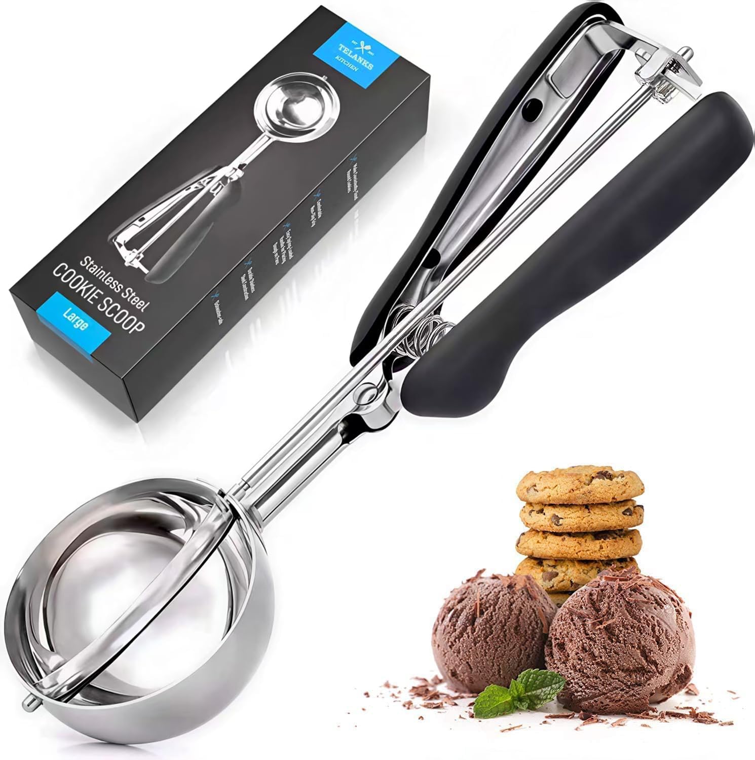 Eisportionierer Edelstahl 4, 5 oder 6 cm, Eislöffel Portionierer