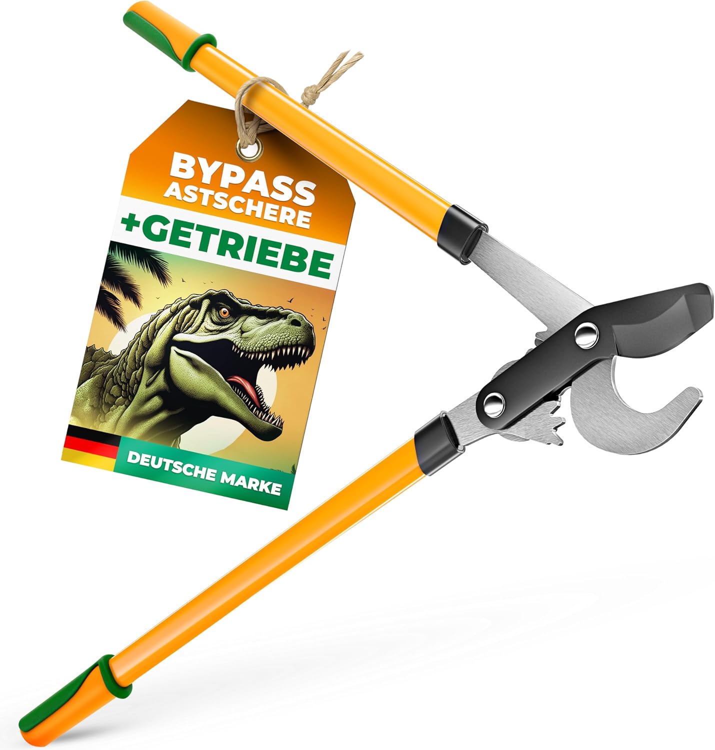 GRÜNTEK T-REX Bypass-Astschere mit 67mm SK5-Karbonstahlklingen, Antihaft-Beschichtung und 2-Gang-Getriebesystem – Präzisions-Garten-Schere für trockenes Holz, Heckenschere und Astschneider