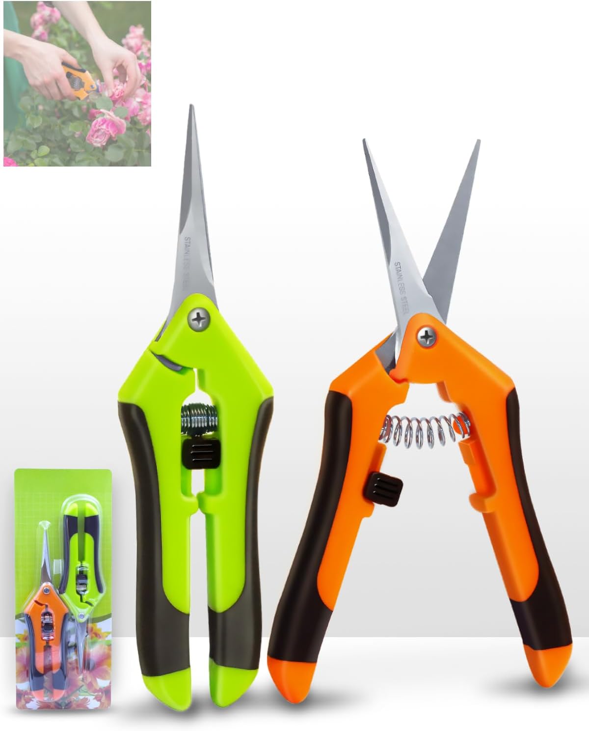 Linkgood 2 Stück Klein Gartenschere, 16,5 cm Länge, Trimmschere (Gerade)
