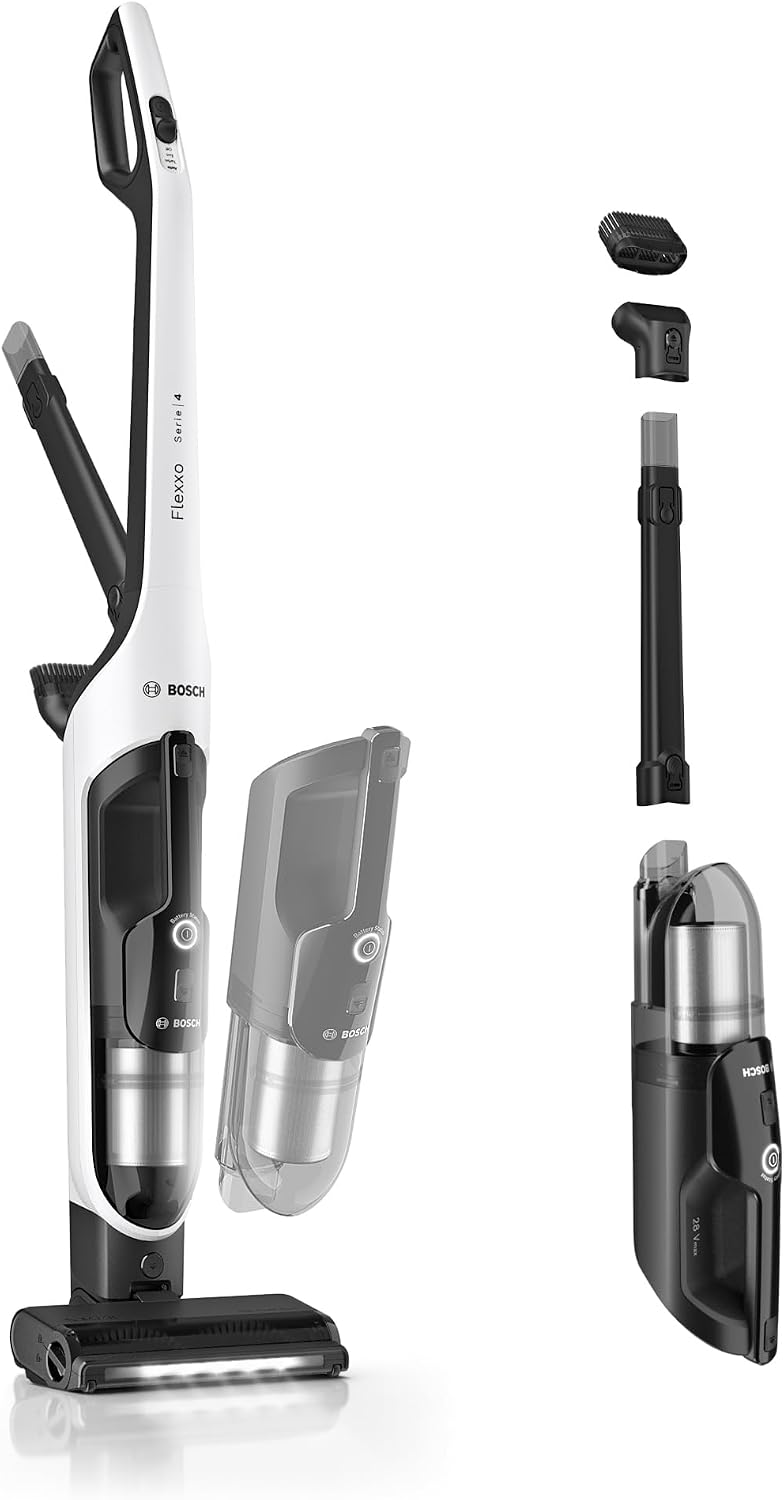 Bosch Flexxo kabelloser 2in1 Akku-Staubsauger, Serie 4, BKH4WN28, Weiß