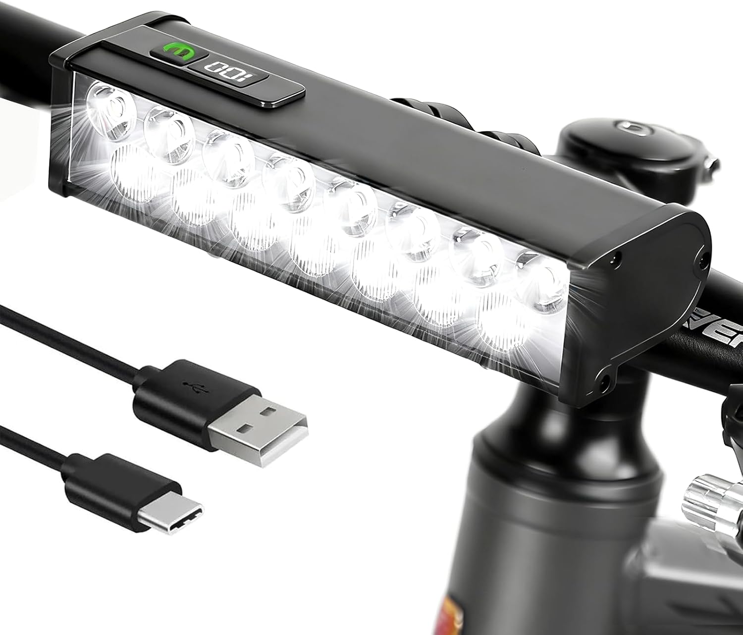 15 LED Lampen Fahrradlicht Vorne, 3500 Lumen, 8000mAh, Fahrradlampe mit LCD-Batteriestandsanzeige, IPX6 Wasserdicht Fahrrad Licht, StVZO Standard Fahrradbeleuchtung