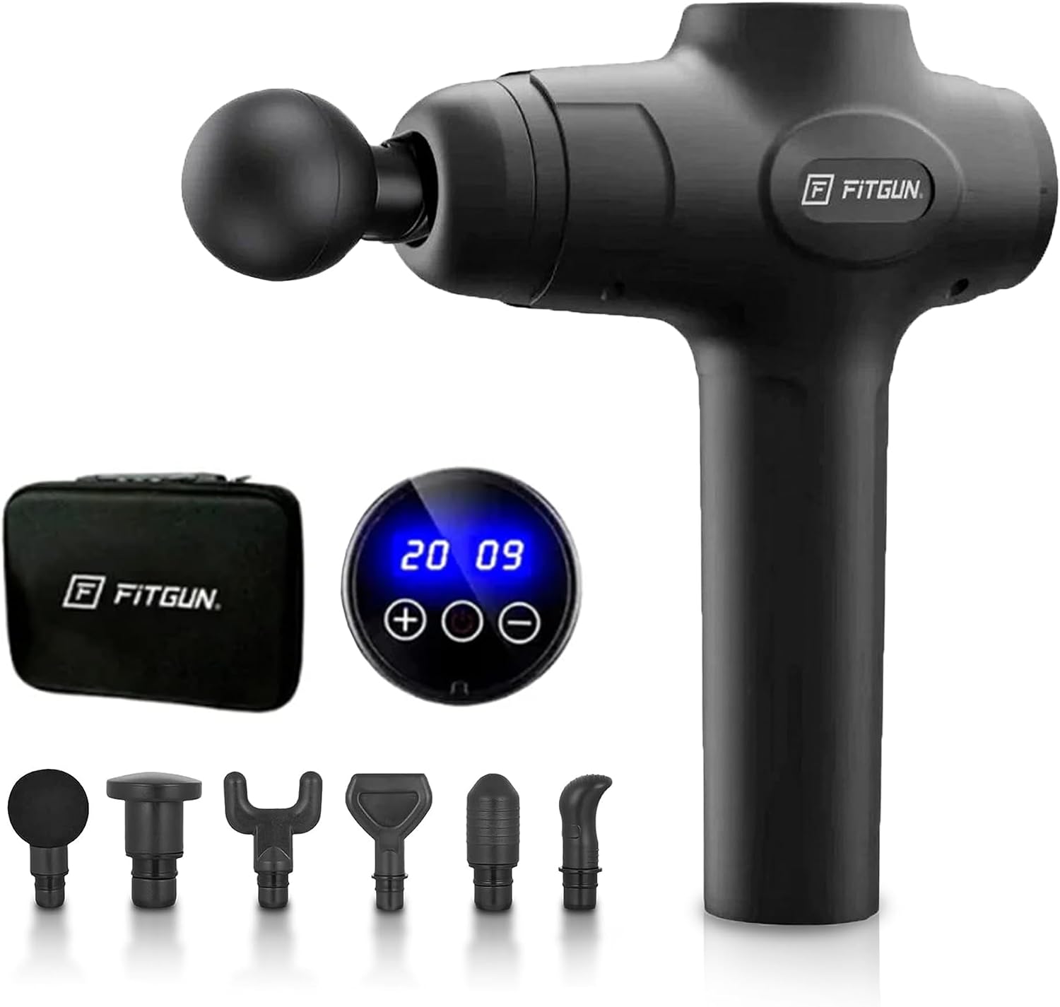 Massagepistole Fitgun Muskelmassagegerät Tragbar Mini Massage Gun mit 6 Massageköpfen für Home Gym Office Schmerzlinderung nach dem Training, schwarz