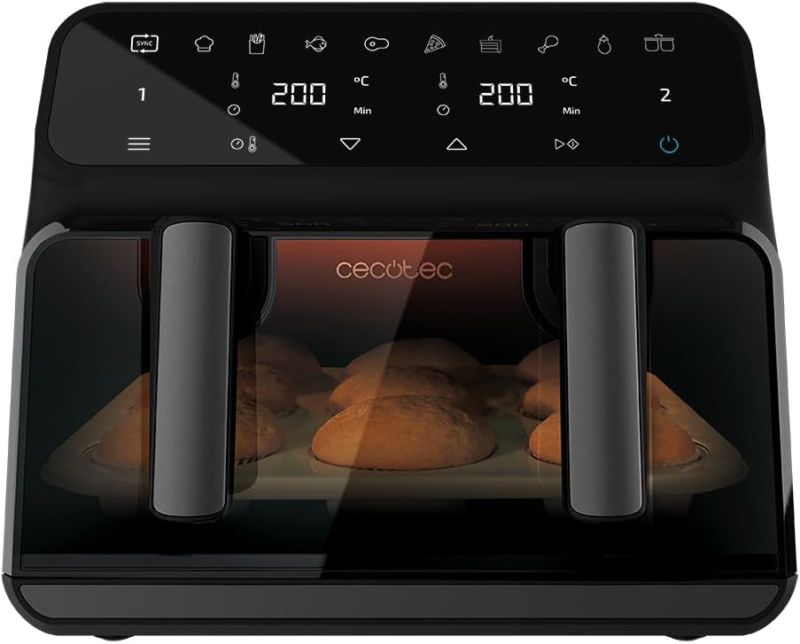 Cecotec Heißluftfritteuse ohne Öl Cecofry Dual 9000 mit 9 L, 2850 W