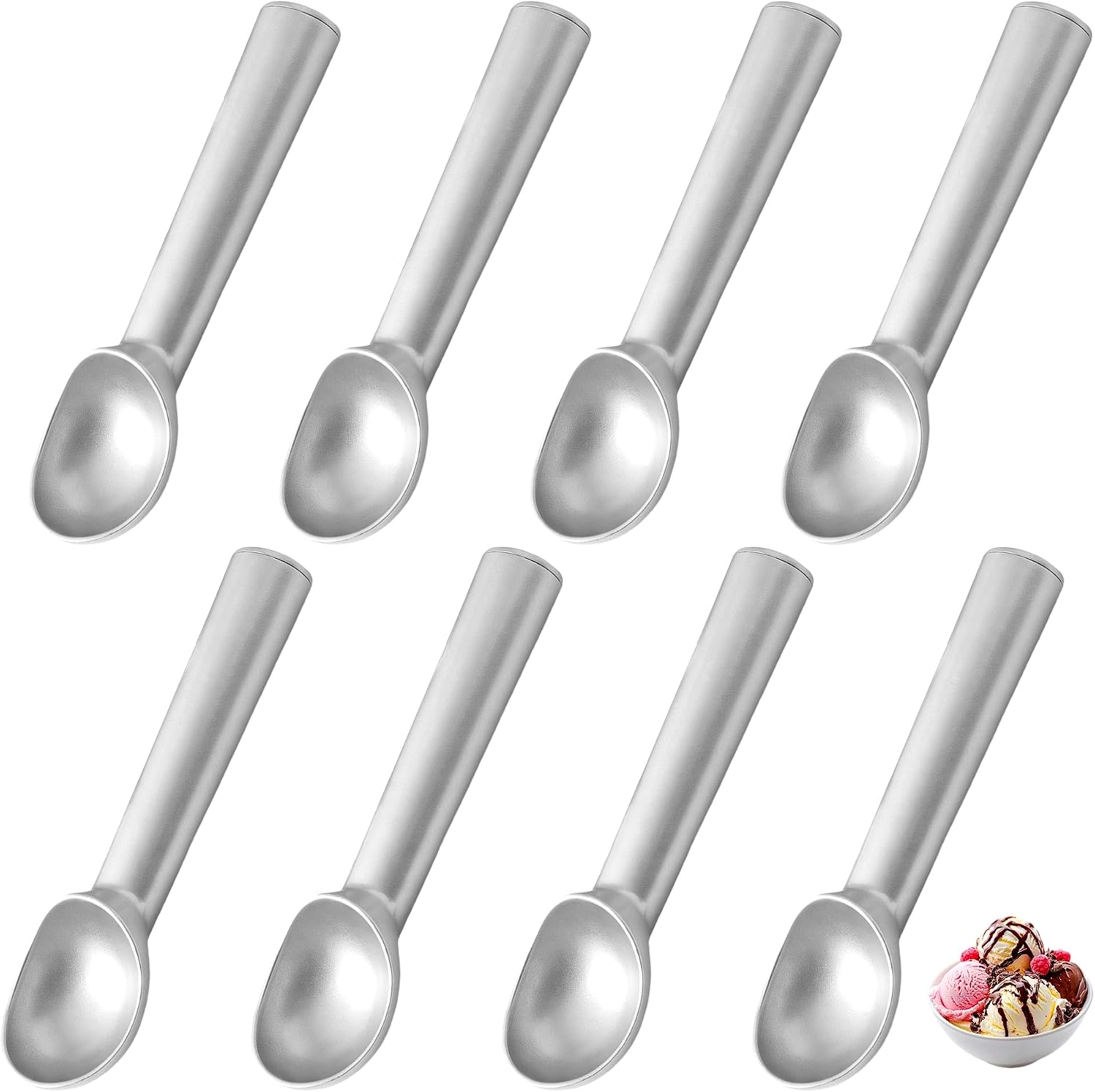 8 Stück Eisportionierer Klein, Antihaft Eislöffel Portionierer, Aluminium Eiskugelportionierer für Kleine Kugeln, Eiscreme und Teig