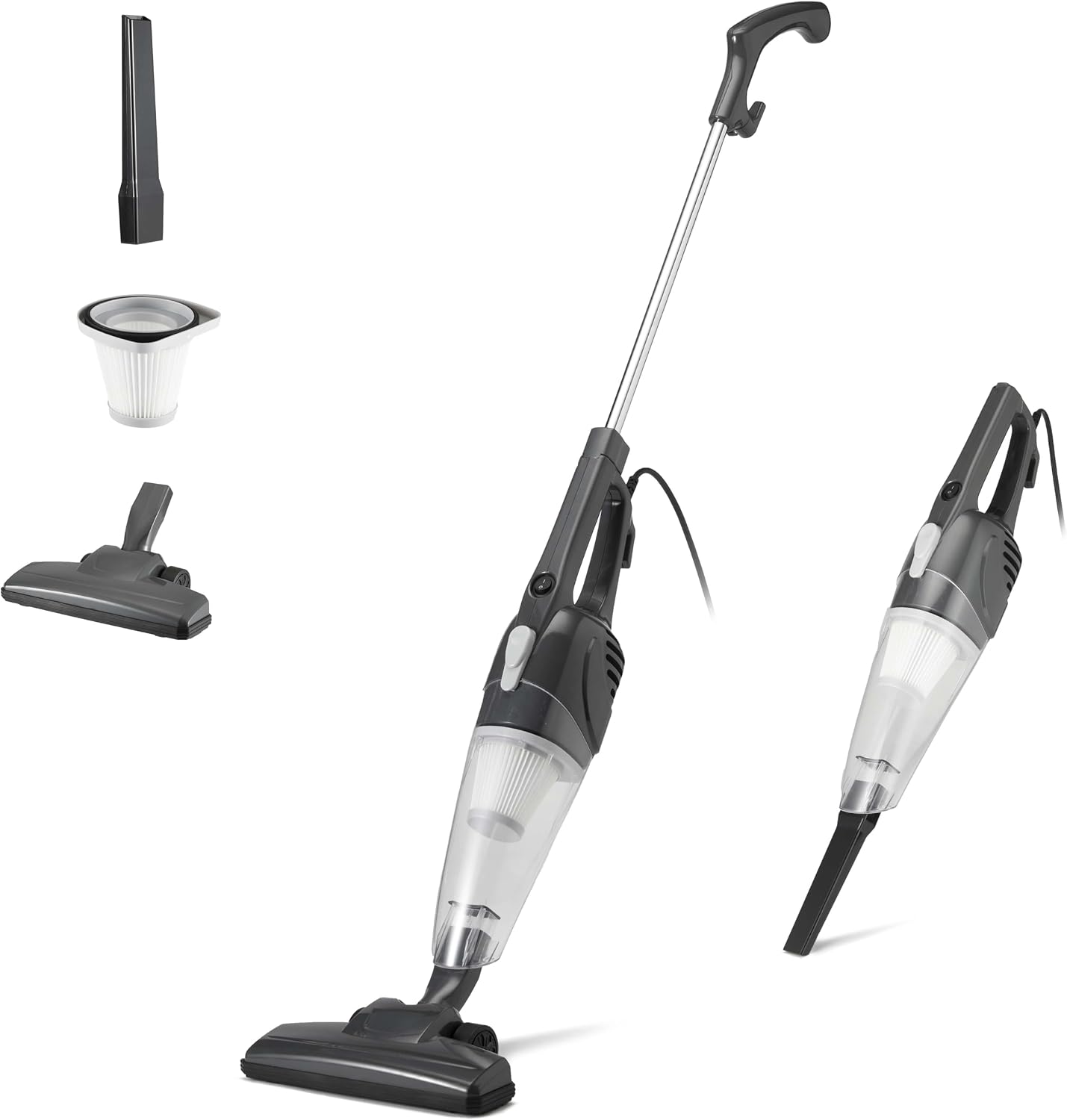 Amazon Basics Stielstaubsauger mit Kabel, 2-In-1-Design, Austauschbarer Filter, Leicht, Schwarz