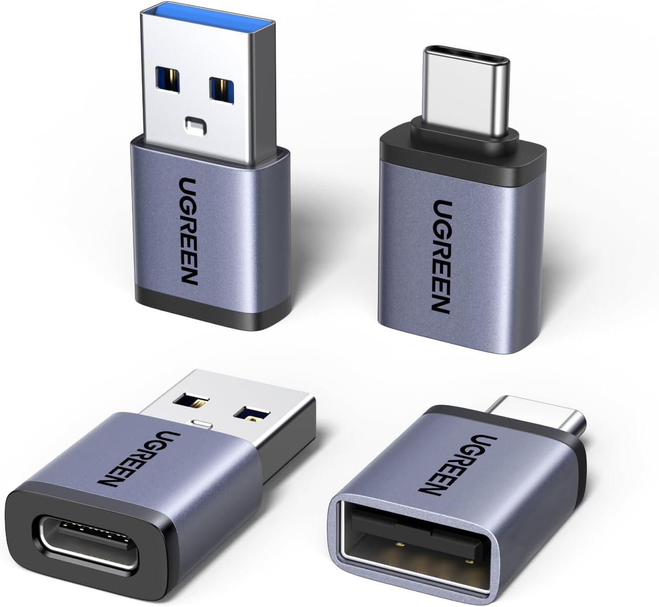 UGREEN 10Gbps USB A auf USB C Adapter & USB C auf USB Adapter(Grau-4 Pack)