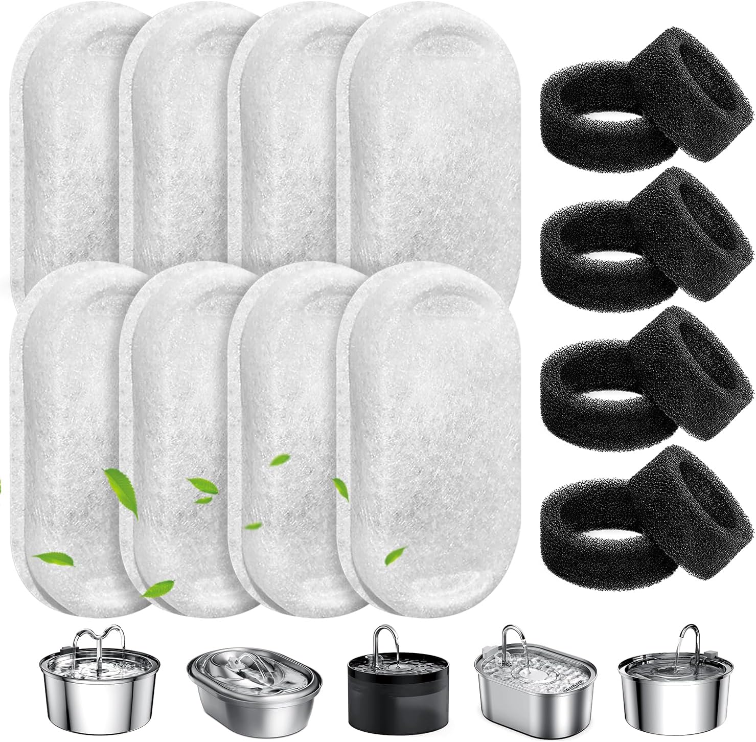 24 Stück Katzenbrunnen Filter für 2L/3.2L/4L Katzenbrunnen Edelstahl