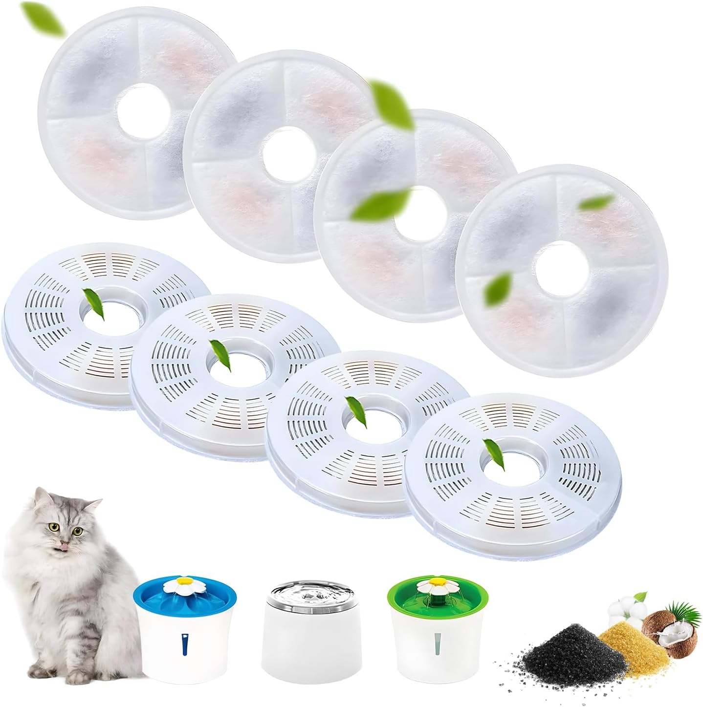 Katzenbrunnen Filter 5 Stück Filter Katzenbrunnen Filter für Katzenbrunnen mit Kohlefilter und Schaumfilter Trinkbrunnen Katzen Ersatzfilter für Katzen und Hunde für 3L Flower Trinkbrunnen für Katze
