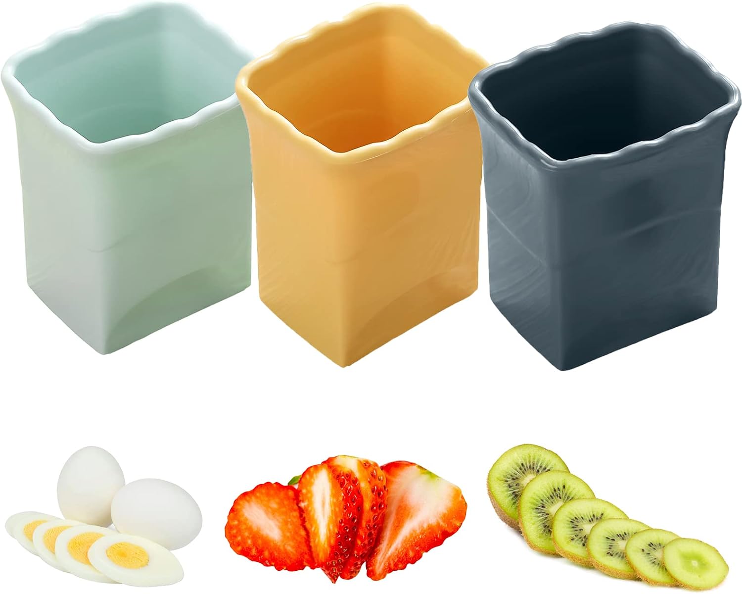 Eierschneider Edelstahl Fruit Slicer Eierteiler mit Klingen aus Edelstahl Eischneidewerkzeug Cup Slicer Egg Slicer Kitchen Gadget für Schnelle Herstellung von Obst Gemüse Salat (3 Stück)