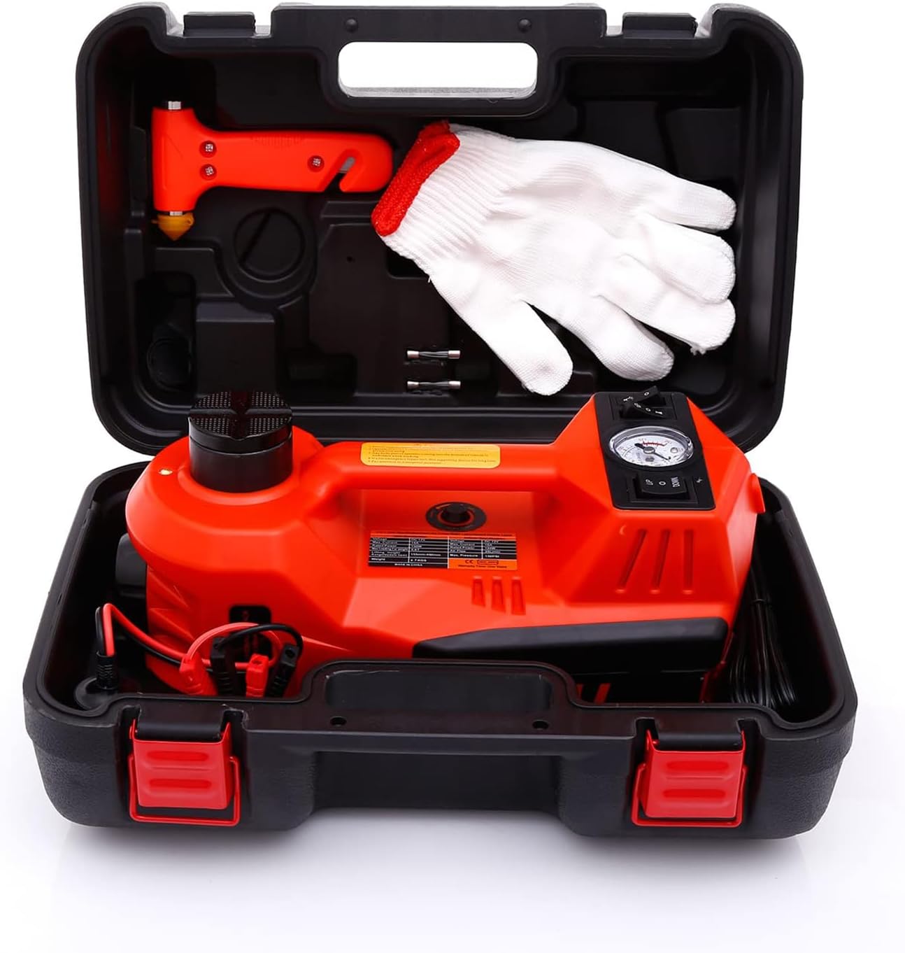 ROGTZ 5 Tonnen Hydraulischer Wagenheber – 4-in-1 Multifunktionales Pannenhilfe-Set mit integrierter Luftpumpe, LED-Licht und Reifenreparatur-Werkzeug für Auto, SUV, LKW