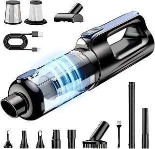 Handstaubsauger, 2-in-1 Akku Staubsauger und Luftgebläse, kabellos 18000Pa mit LED Licht, 130W Motor, 7800mAh wiederaufladbarem Akku, USB-C Schnellladung, für Auto, Sofa, Tierhaare