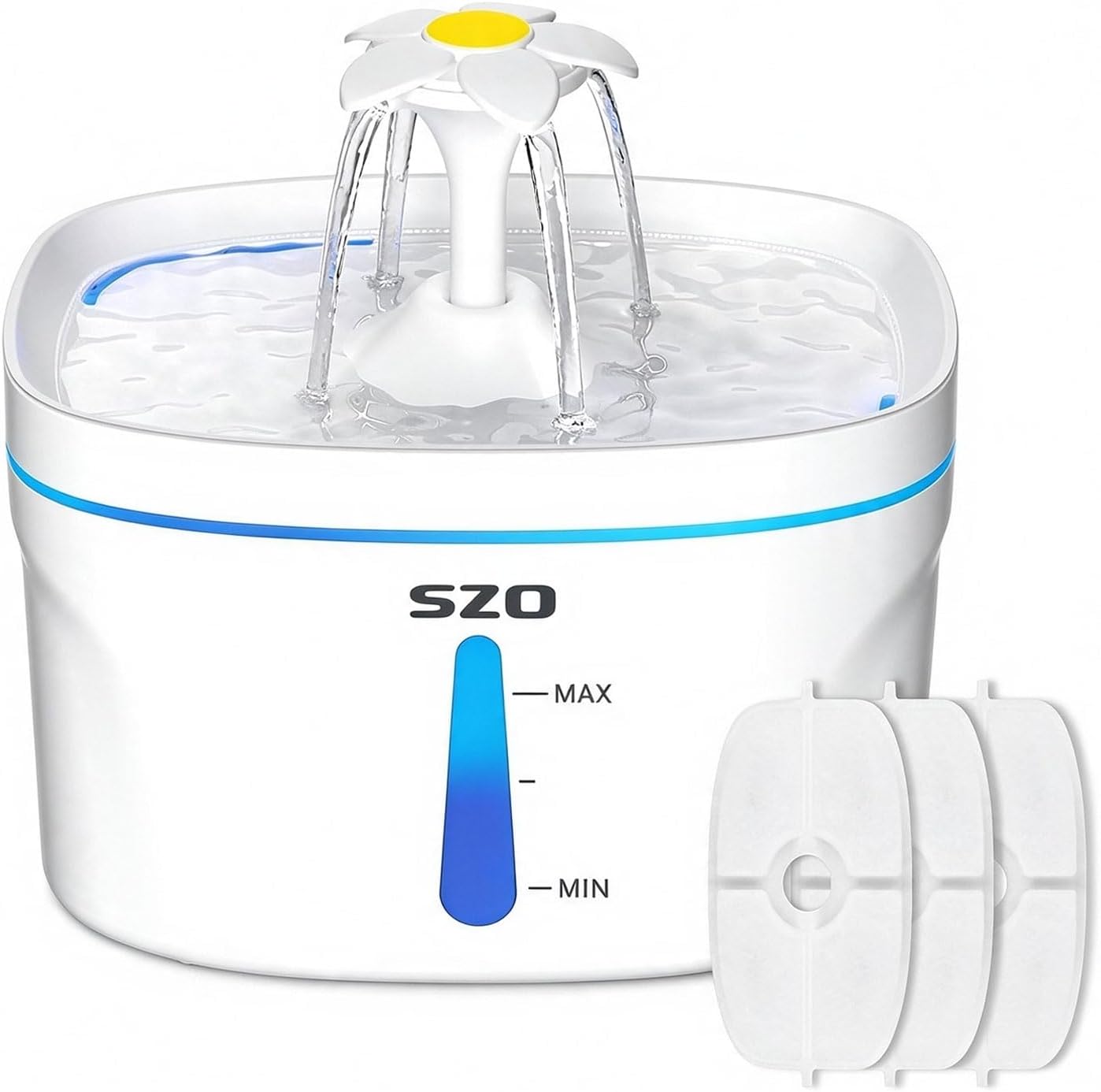 SZO Katzenbrunnen 2,5L Ultraleise Trinkbrunnen Katze LED Aktivkohlefilter