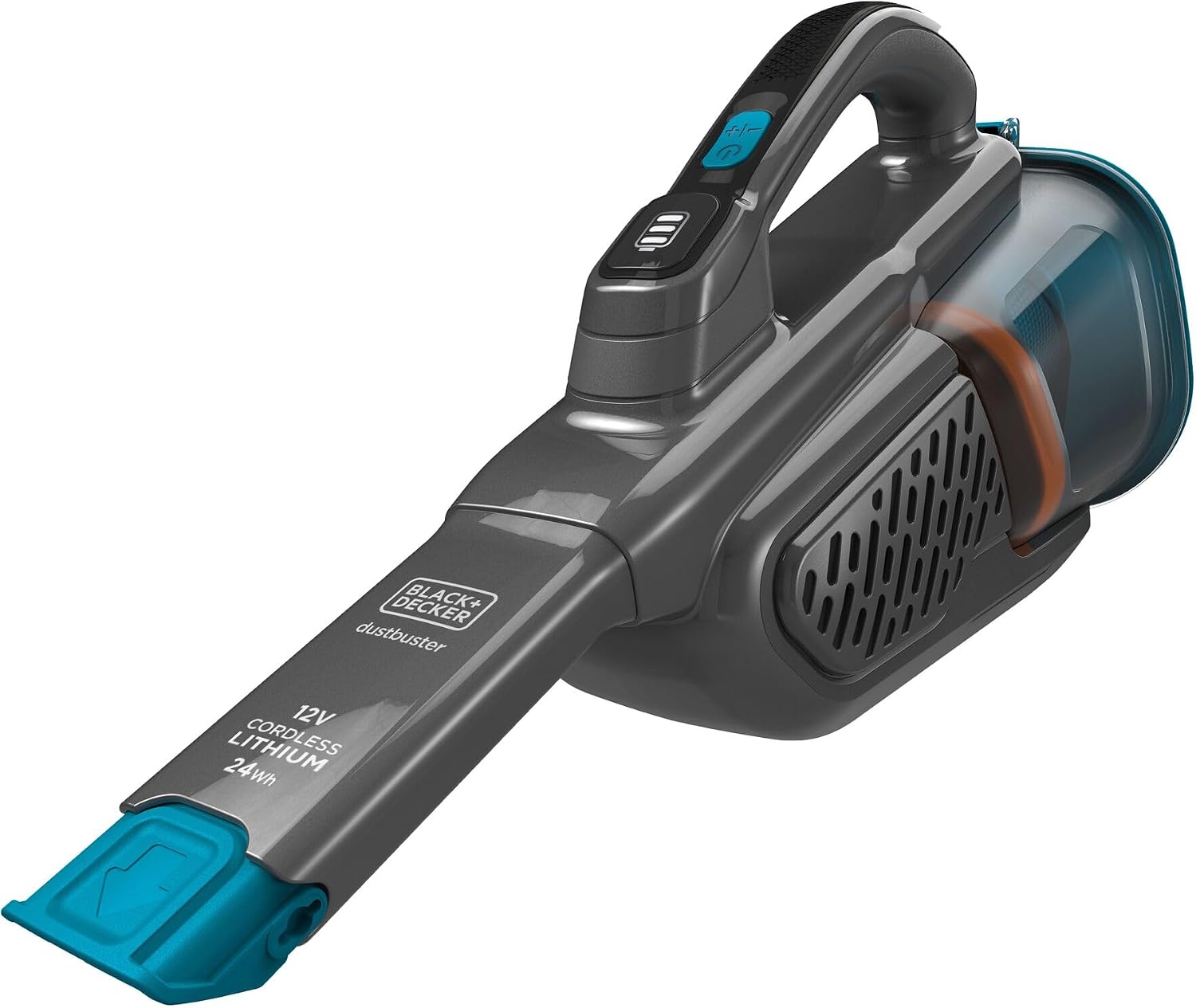 BLACK+DECKER Lithium Dustbuster BHHV320J mit Cyclonic Action - 12V, 25AW, Akku Handstaubsauger mit ausziehbarer Fugendüse & Ladekabel - Beutelloser, kabelloser Staubsauger - Titanium/Blau