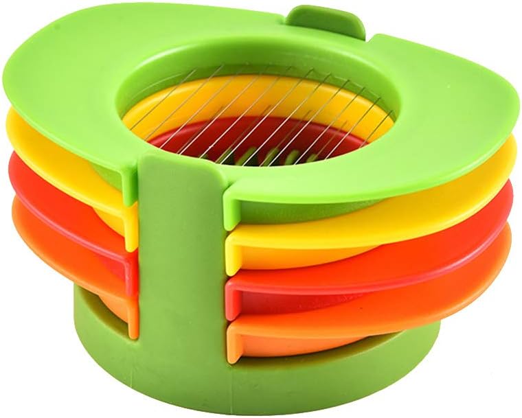 4 in 1 Eierschneider aus Edelstahl mit Stapelbarem Design und Basishalter Multifunktionaler Eierteiler zum Schneiden von Eiern und Früchten für Küche