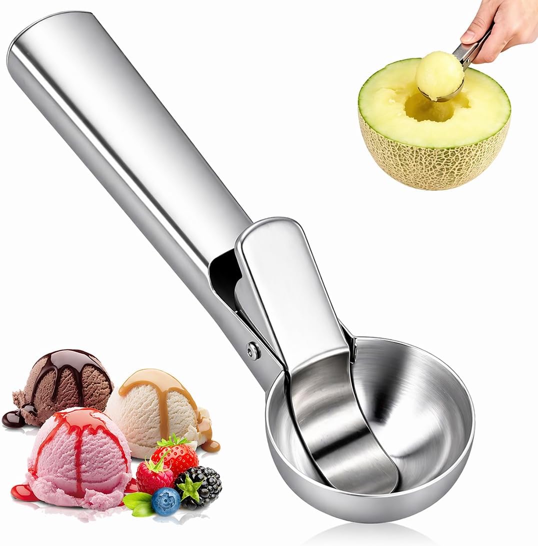 1 Stück Eislöffel Portionierer, Eisportionierer Aus Edelstahl, Antihaft-Eisportionierer Mit Abgerundeter Kante, Ideal Für Eiscreme, Obstsalat, Dessertzubereitung Und Backdekoration