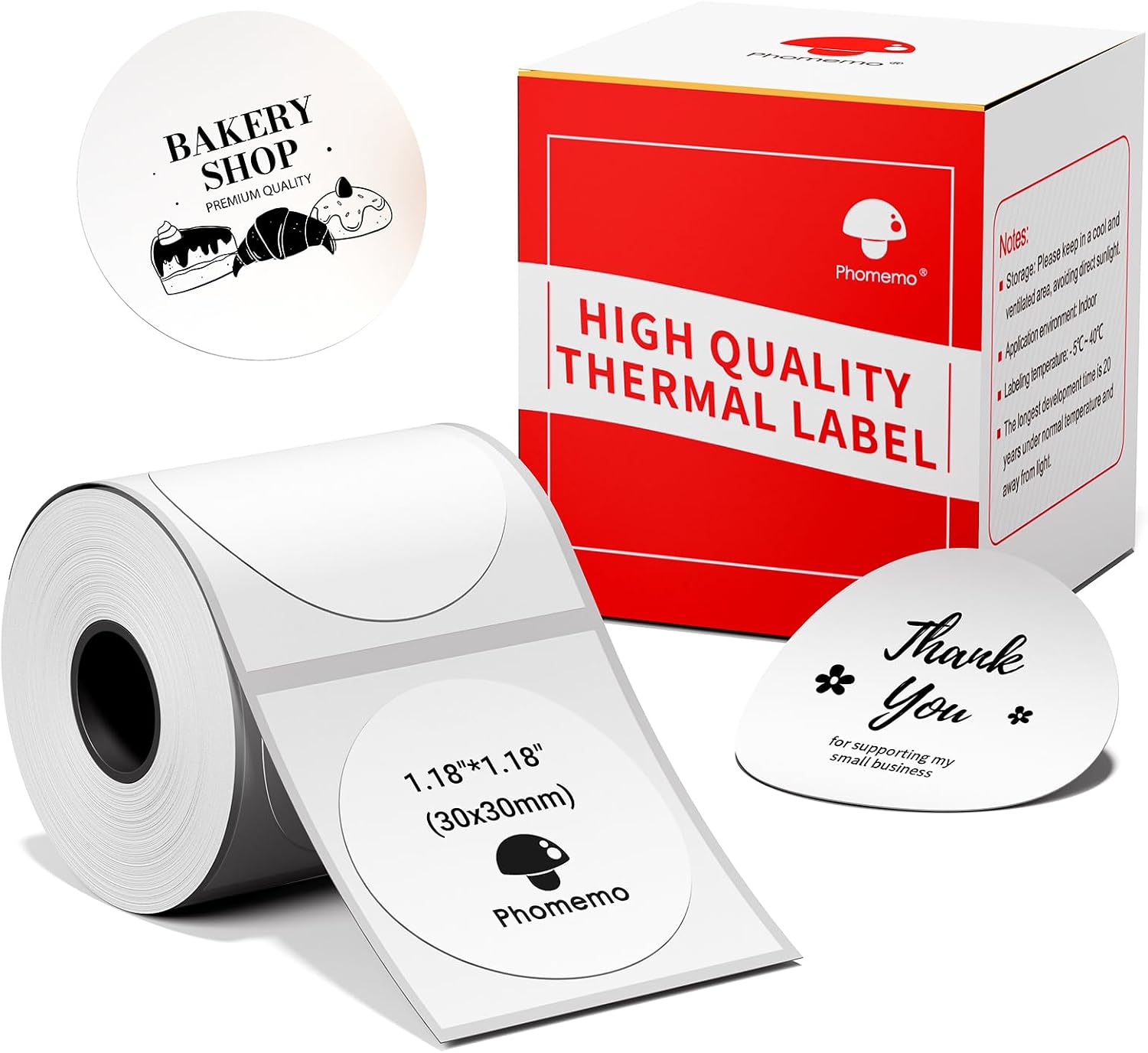 6 Rolls Phomemo M120/M110 Labels, 1.96 x 1.18 Inches (50 x 30 mm) Thermal Label Paper for Phomemo M120/M110/M200/M220 Label Printer, White Thermal Label Paper for Barcode, Address, Price