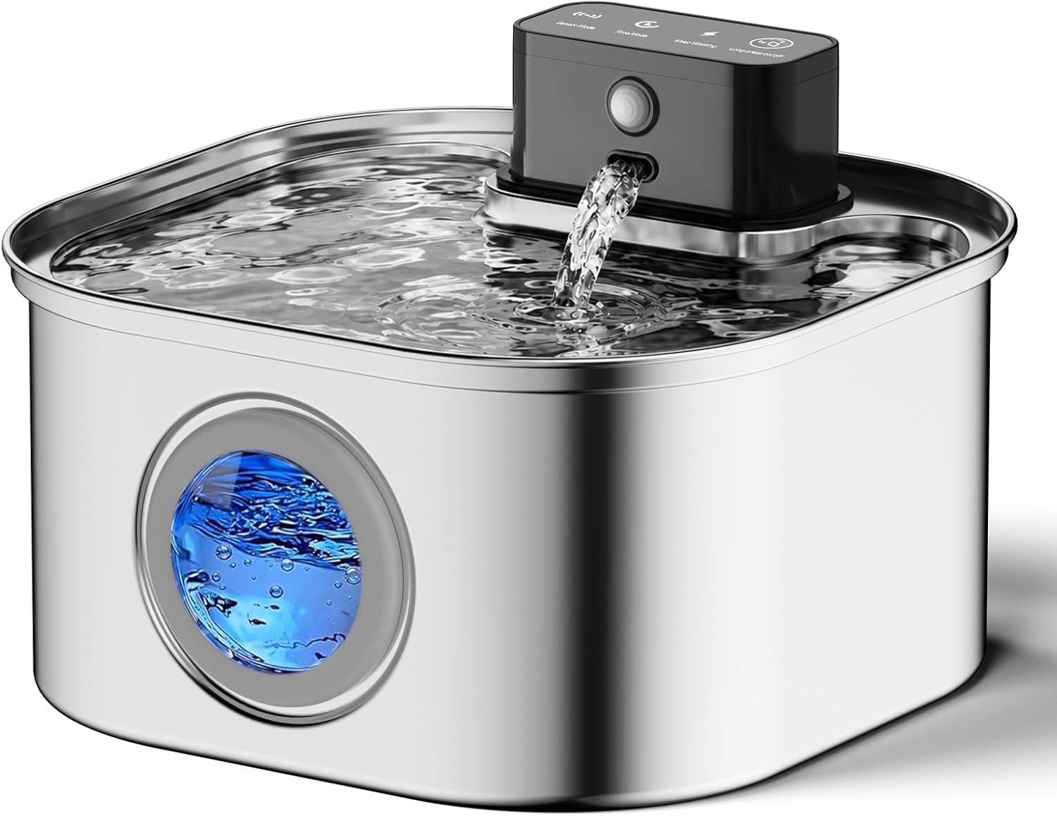 Katzenbrunnen Kabellos, Trinkbrunnen für Katze Edelstahl, 3.2L Katzenbrunnen mit Bewegungsmelder, 4200 mAh Akku Leiser Wasserpumpe mit Wasserfilterpatrone