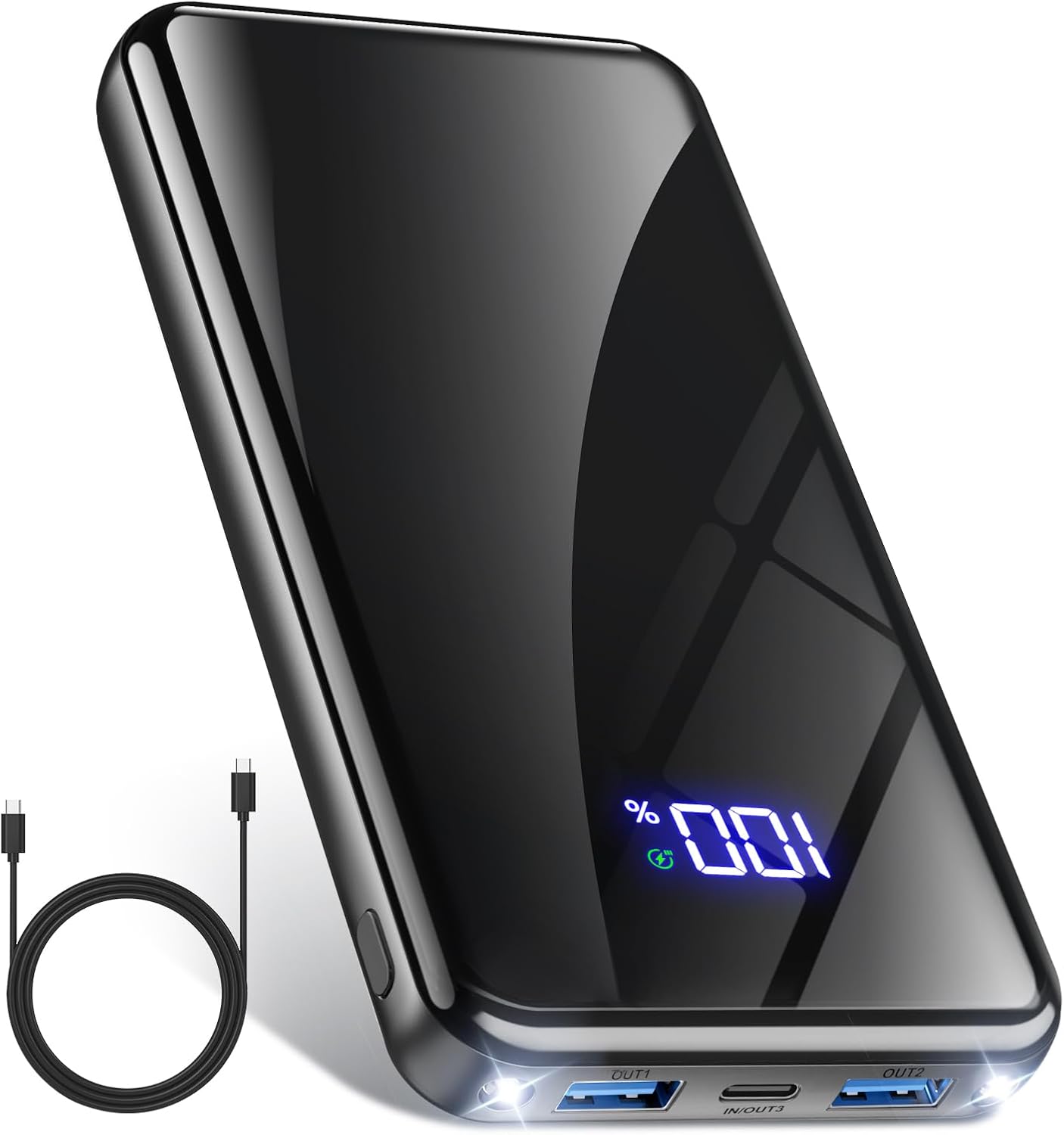 Power Bank, 20000mAh Powerbank Tragbarer Externer HandyAkkus, Schwarz