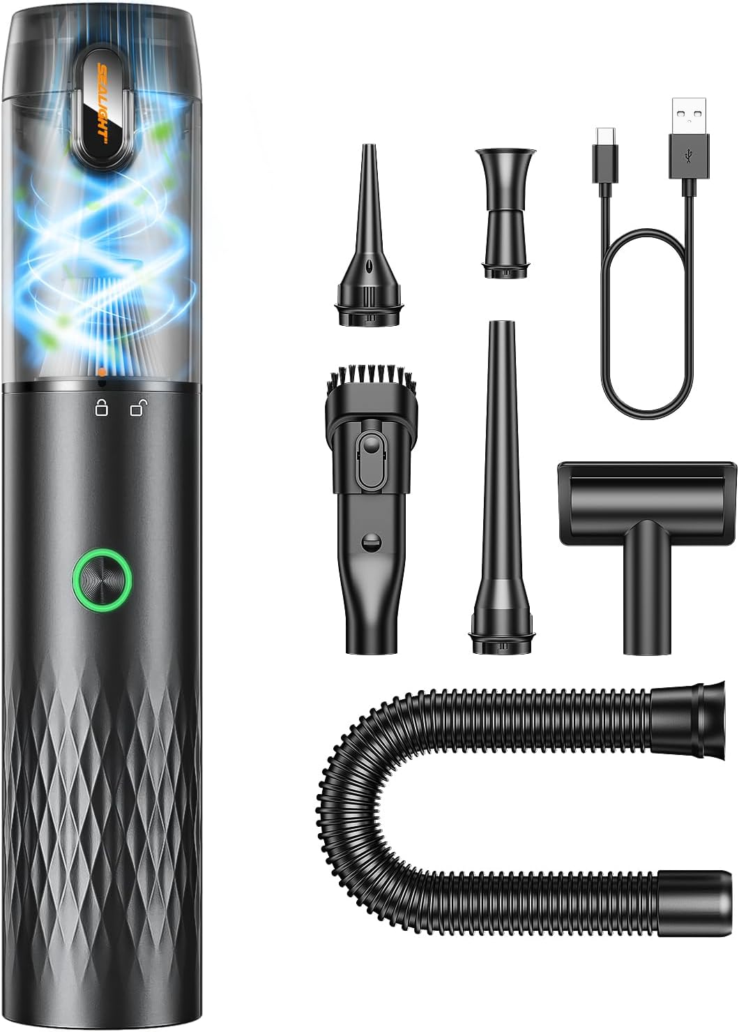 SEALIGHT Handstaubsauger Akku, 29000PA 4-in-1 Handstaubsauger Auto Staubsauger Kabellos, Upgrade-Schnellladung, 40 Minuten Akkulaufzeit, One-Touch Staubentleerung, Akku Staubsauger per Auto