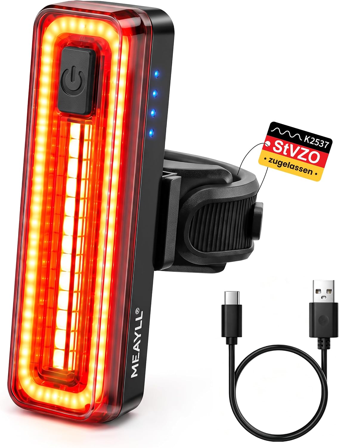 Fahrrad Rücklicht mit Bremslicht, Sehr Helle Fahrrad Rücklicht Akku, Rennrad Rücklicht, Fahrradrücklicht LED USB C Fahrradlicht Hinten StVZO, IPX4, Bike Light Fahrradlampe Hinten für MTB, EBike