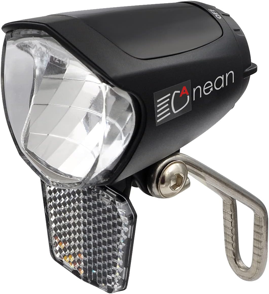 nean LED 70 LUX Dynamo Fahrradlicht mit Lichtautomatik Standlicht und StVZO, Fahrradlampe, Fahrrad Frontlicht, Fahrradleuchte vorne, Scheinwerfer mit Aluminium-Kühlplatte, schwarz