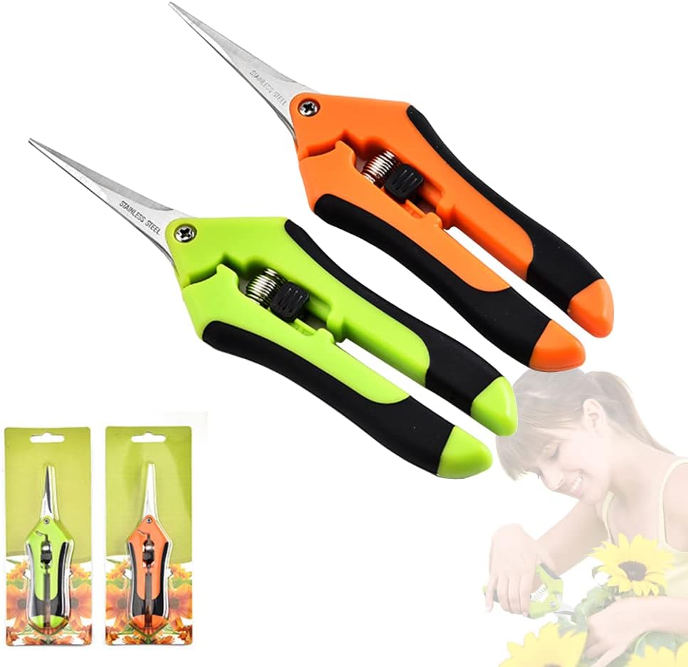 2pcs Klein Gartenschere, Astschere Bonsai Schere Baumschere Ernteschere, Pruning Shears Garden Scissors für Bonsai Pflanzen Blumen Ernte Obst Gemüse