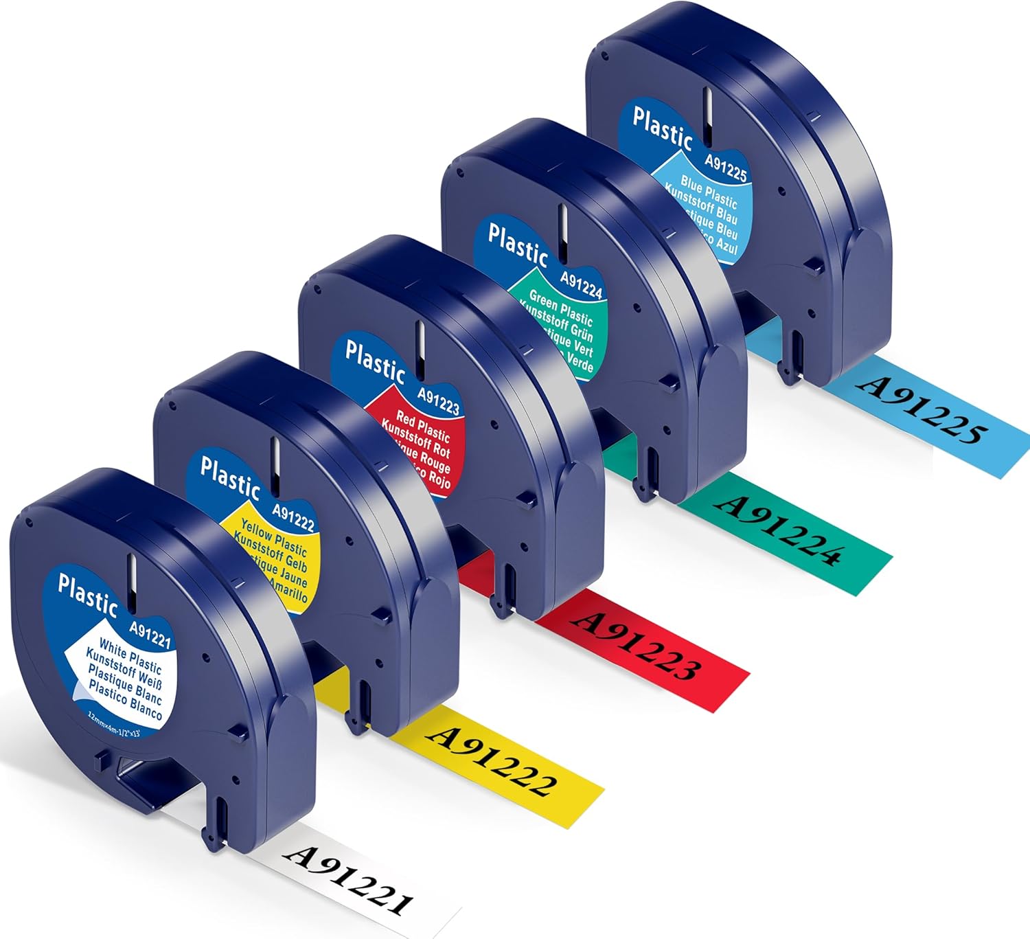 5x kompatibel mit Dymo Letratag Etikettenband 12mm x 4m für LT‑100H