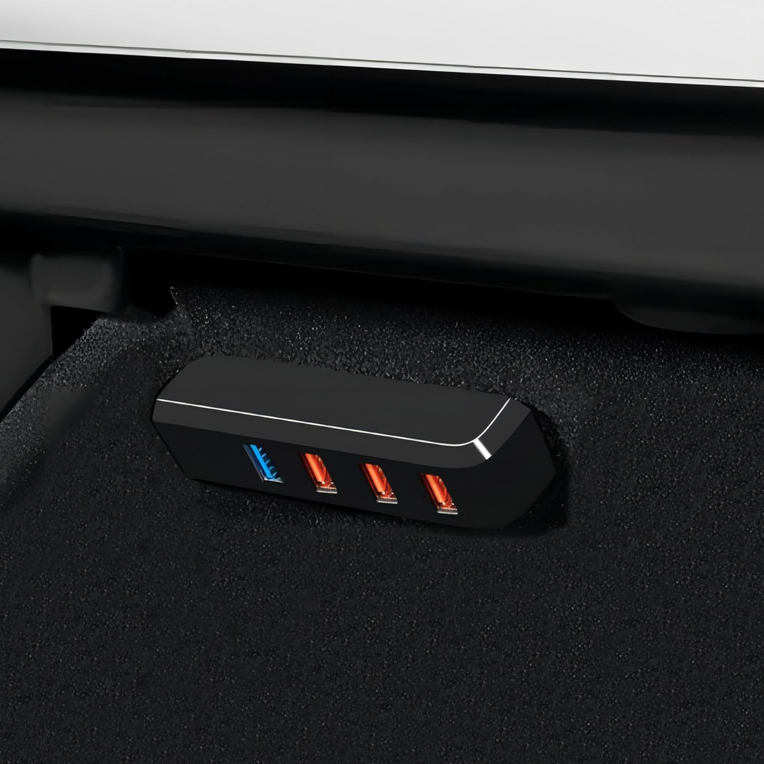 Handschuhfach USB Hub für Tesla 2024-26 Model 3 Highland & 2025-26 Model Y Juniper,4-in-1 Handschuhbox Docking Station Zubehör für Dashcam Flash Drive Ladegerät Datenübertragung Spiele Musik