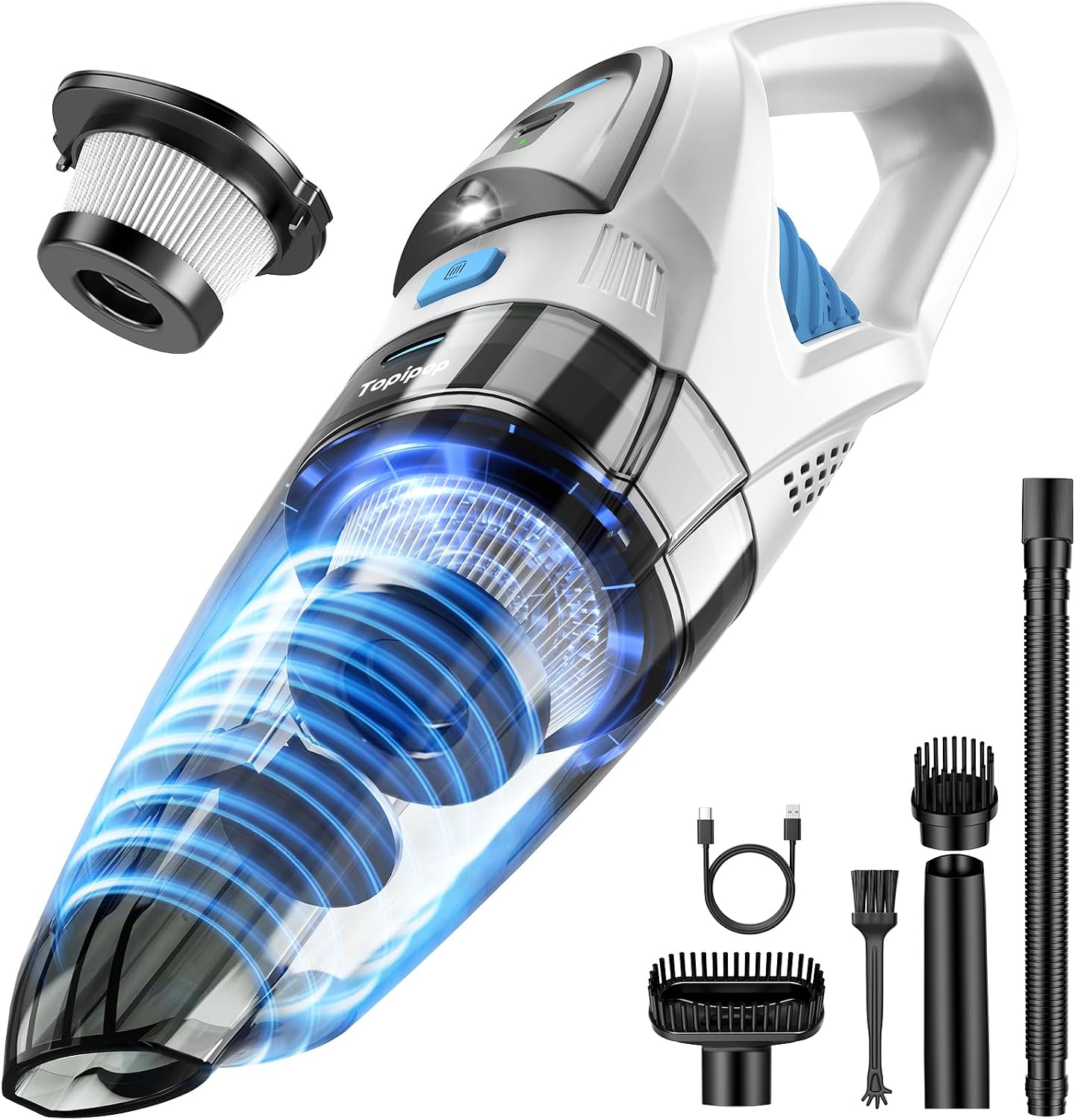 Topipop Handstaubsauger Akku Kabelloser Handheld Vacuum Cleaner