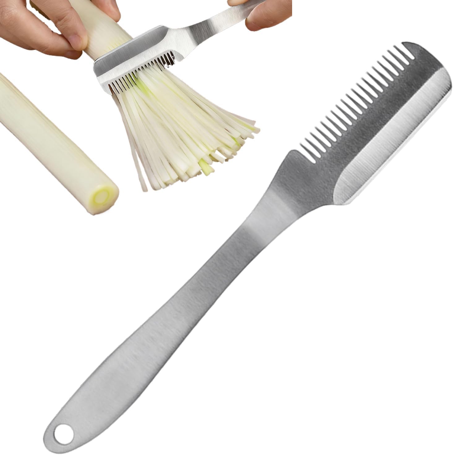 Frühlingszwiebel Schneider, Edelstahl Zwiebelschneider, Scallion Slicer Gemüseschredder, Chili Knoblauch Gemüsehacker Küche Gadget