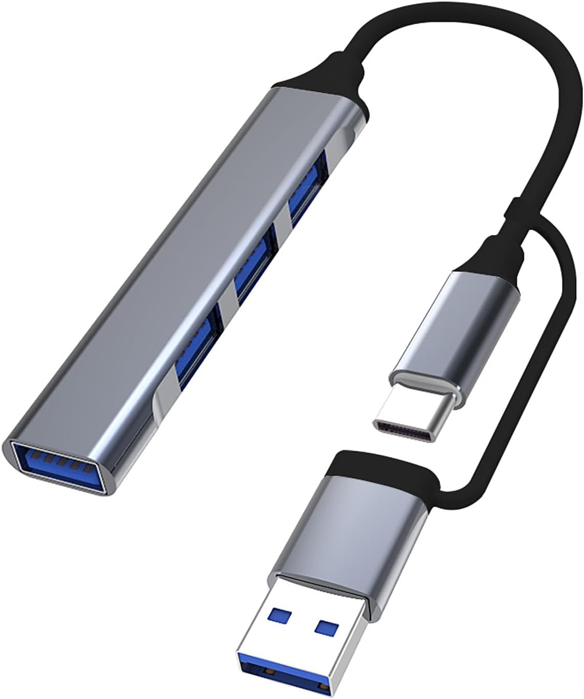 4-Port USB 3.0 Hub - Ultra Slim Portabler Splitter für MacBook, Mac Pro/Mini, iMac, Surface Pro, XPS, Notebook PC, Flash-Laufwerke, Mobile HDD und Mehr (2 in 1)
