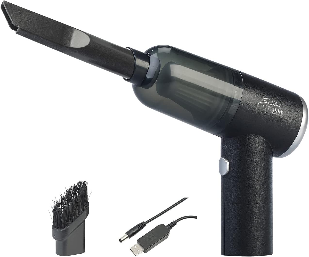 Sichler Haushaltsgeräte Mini Staubsauger: Kompakter Akku-Handstaubsauger, HEPA, 3 kPa, 50 W, LED, USB (Mini Akkusauger, Sauger, Hand)