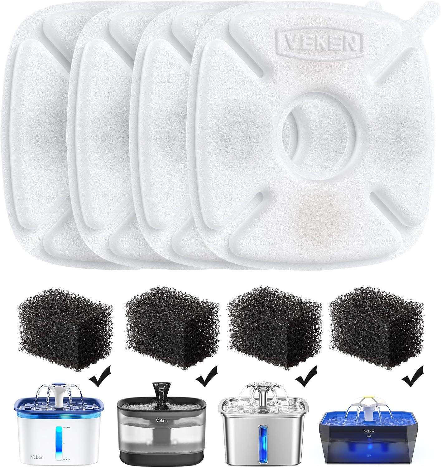 Veken Innovation Award Gewinner 3,2 L Edelstahl Katzenbrunnen (Silber)