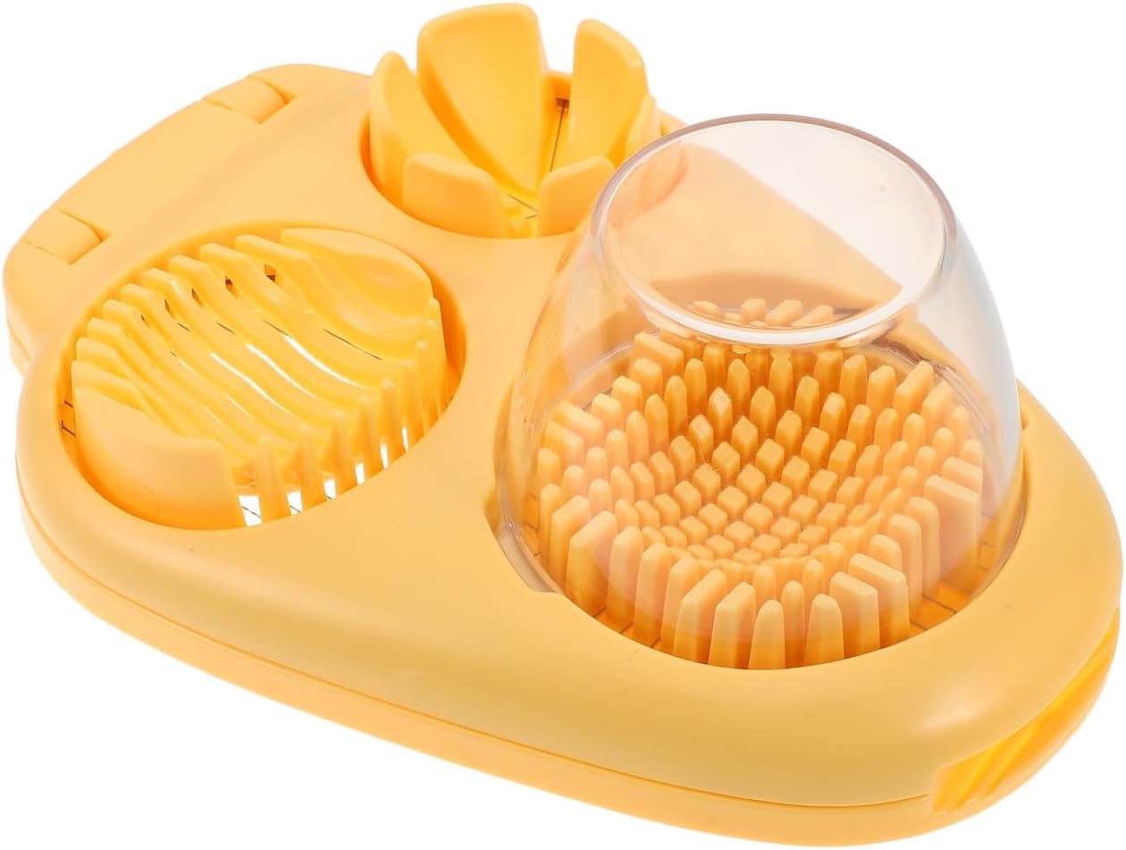Amosfun Multifunktionaler Gelb 3 in 1 Eierschneider aus Edelstahl und Abs Sicher für Leicht zu Reinigen für Sandwiches und Salate