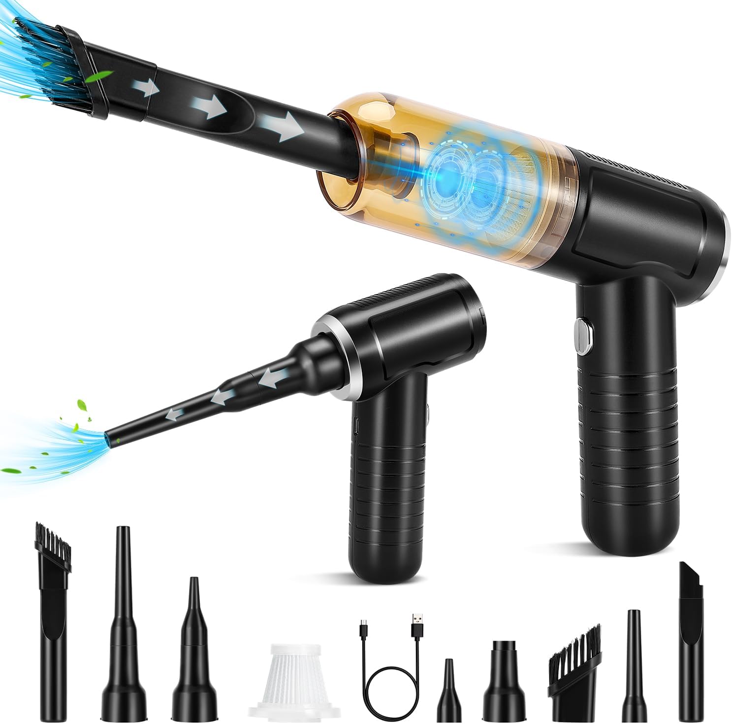 Handstaubsauger Akku 9500pa Kabellos Mini Autostaubsauger USB Aufladbar Nass & Trocken Handsauger Handstaubsauger für Auto Tierhaare Haus