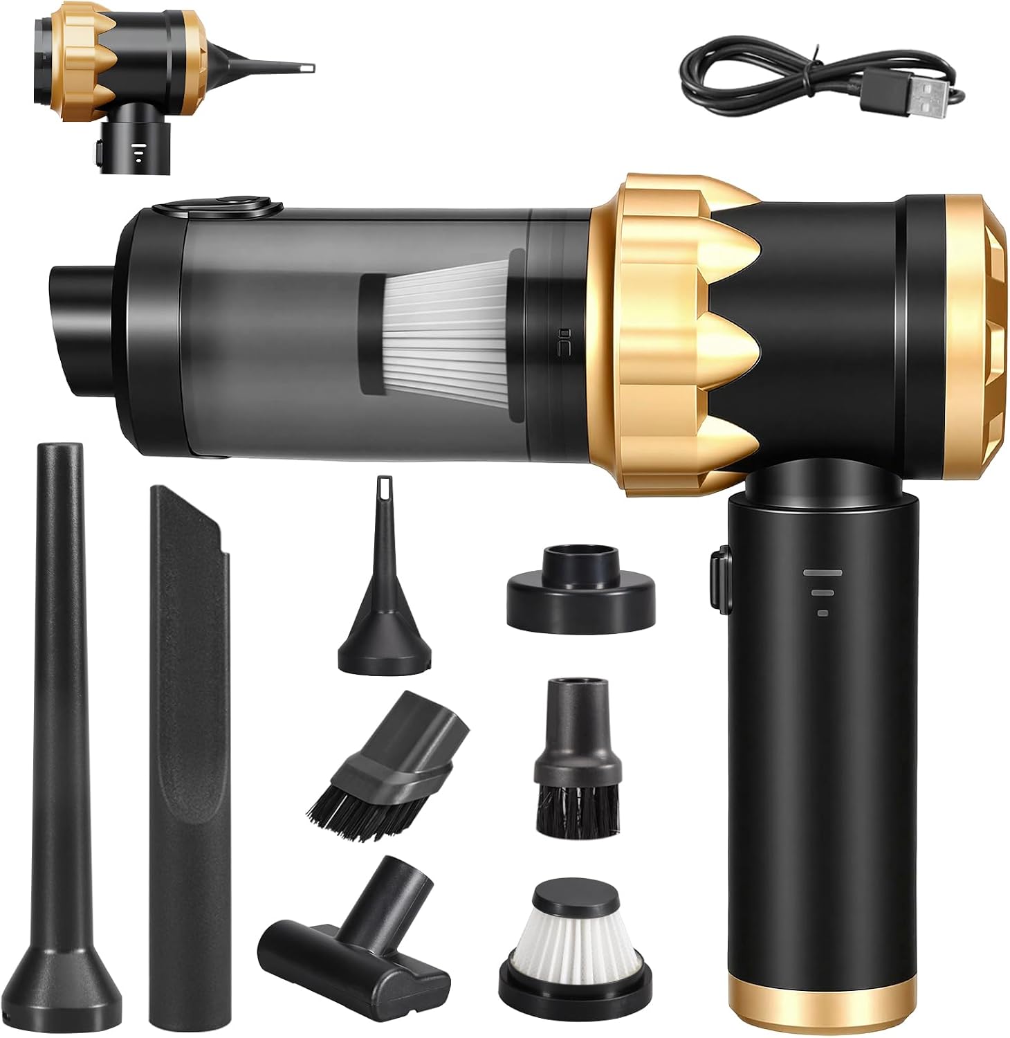 Handstaubsauger Akku Autostaubsauger Auto Stark, Mini Staubsauger Kabellos 26000Pa 4-in-1, Car Vacuum Cleaner Air Duster, Tragbar, Leicht und Wiederaufladbar für Auto, Zuhause und Haustiere